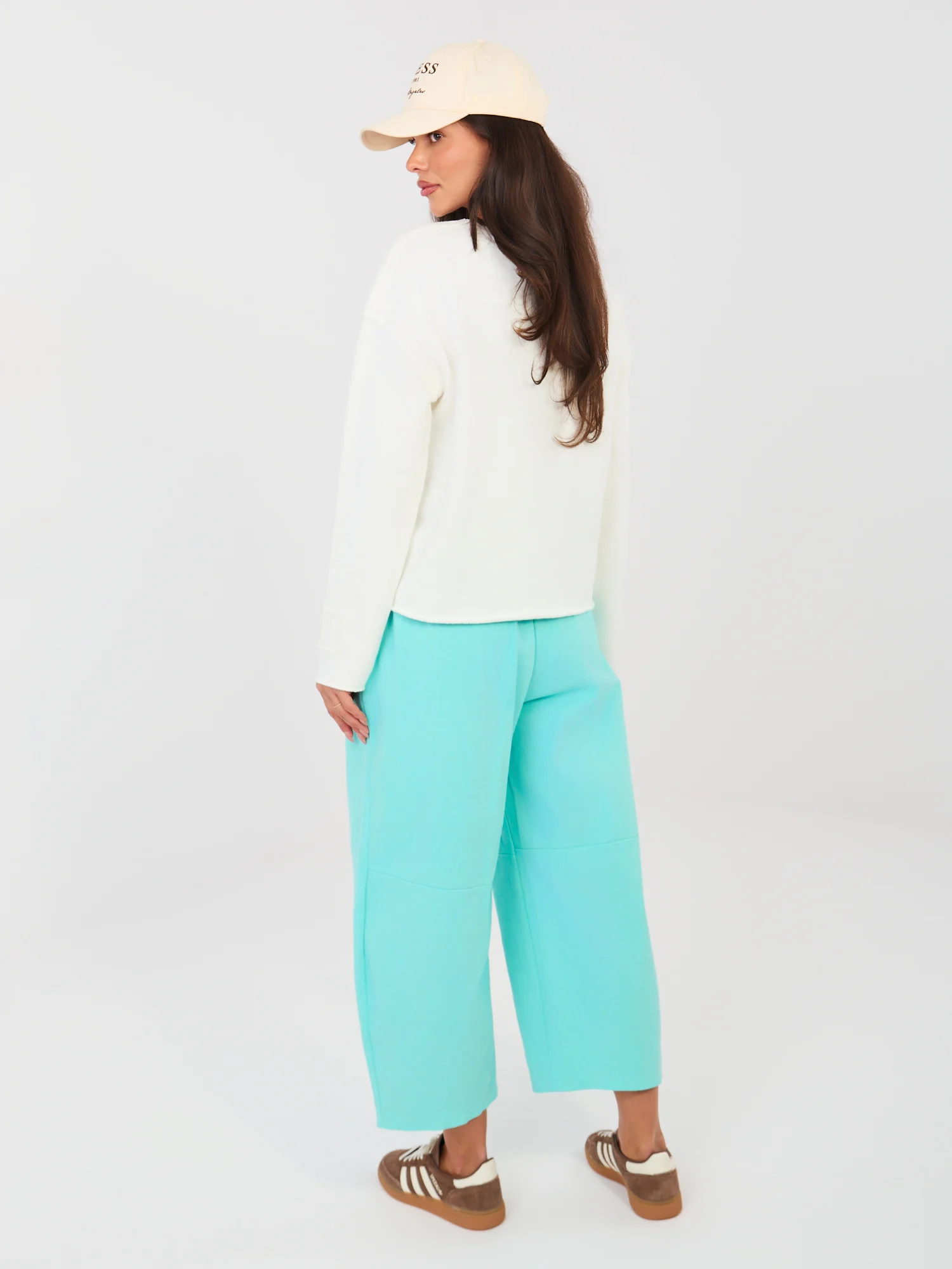 Pantaloni Dama Larga, Guler inalt, RUE PARIS, Turcoaz Eleganta Office - imagine 3