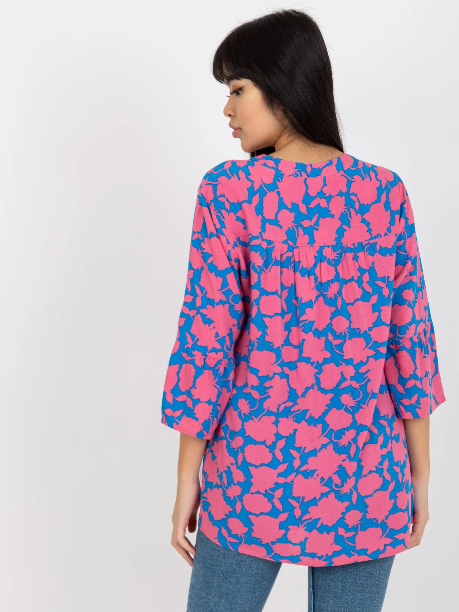 Bluza Dama Maneca 3/4, Decolteu in V, Sublevel, Roz Casual - imagine 3