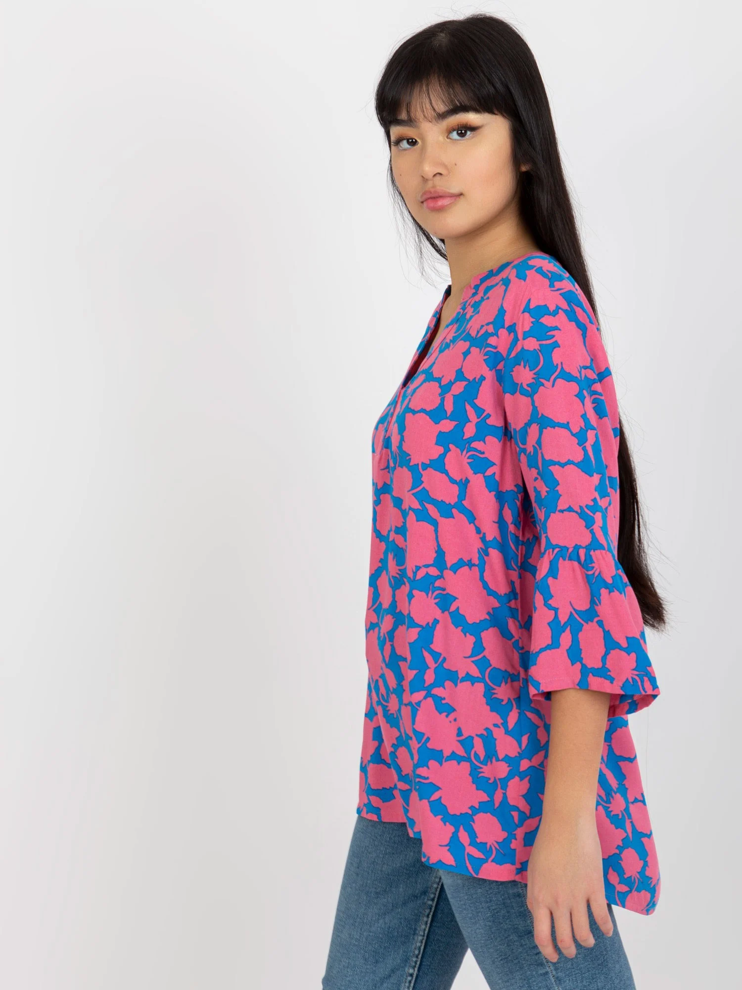 Bluza Dama Maneca 3/4, Decolteu in V, Sublevel, Roz Casual - imagine 6