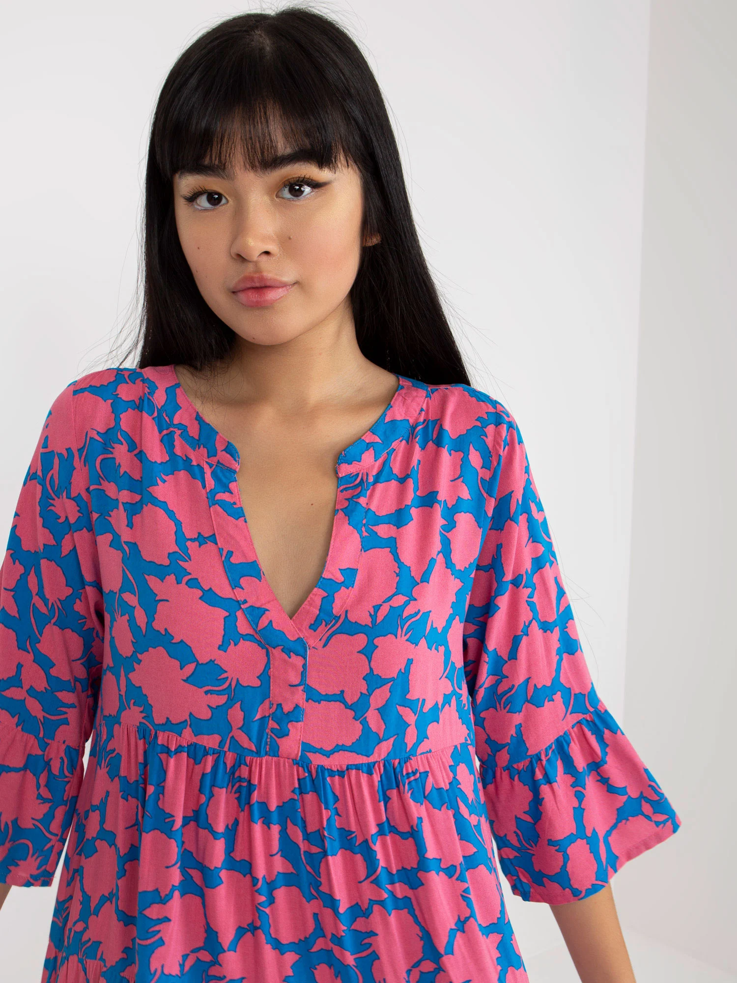 Rochie Dama Maneca 3/4, Oversize, Sublevel, Roz de Vara - Image 3