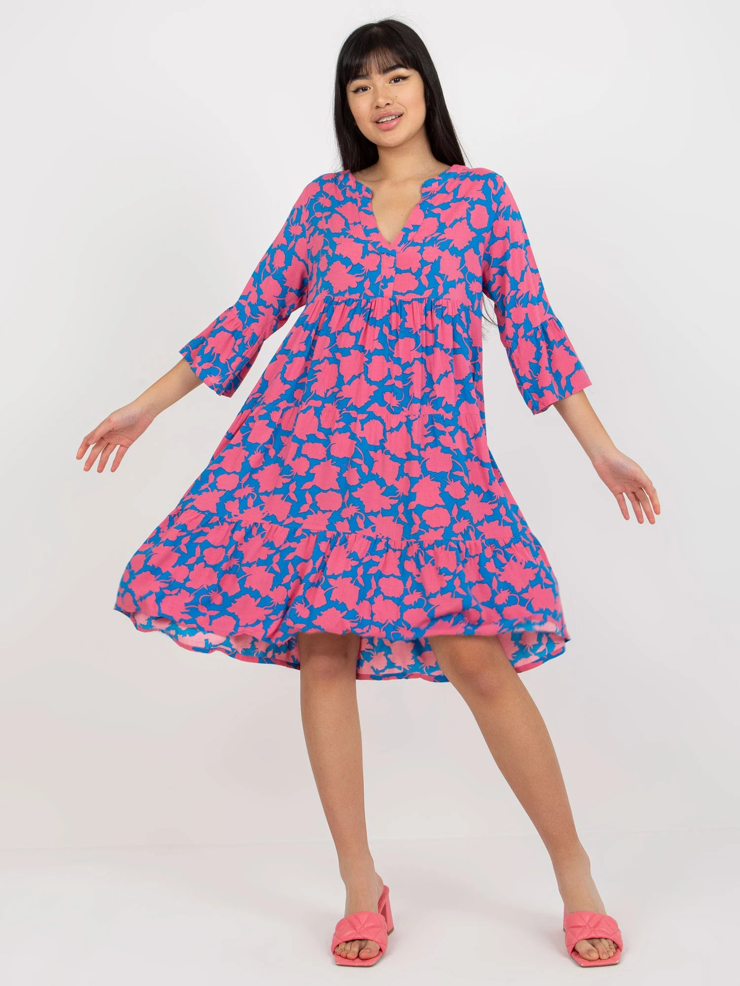 Rochie Dama Maneca 3/4, Oversize, Sublevel, Roz de Vara - Image 6