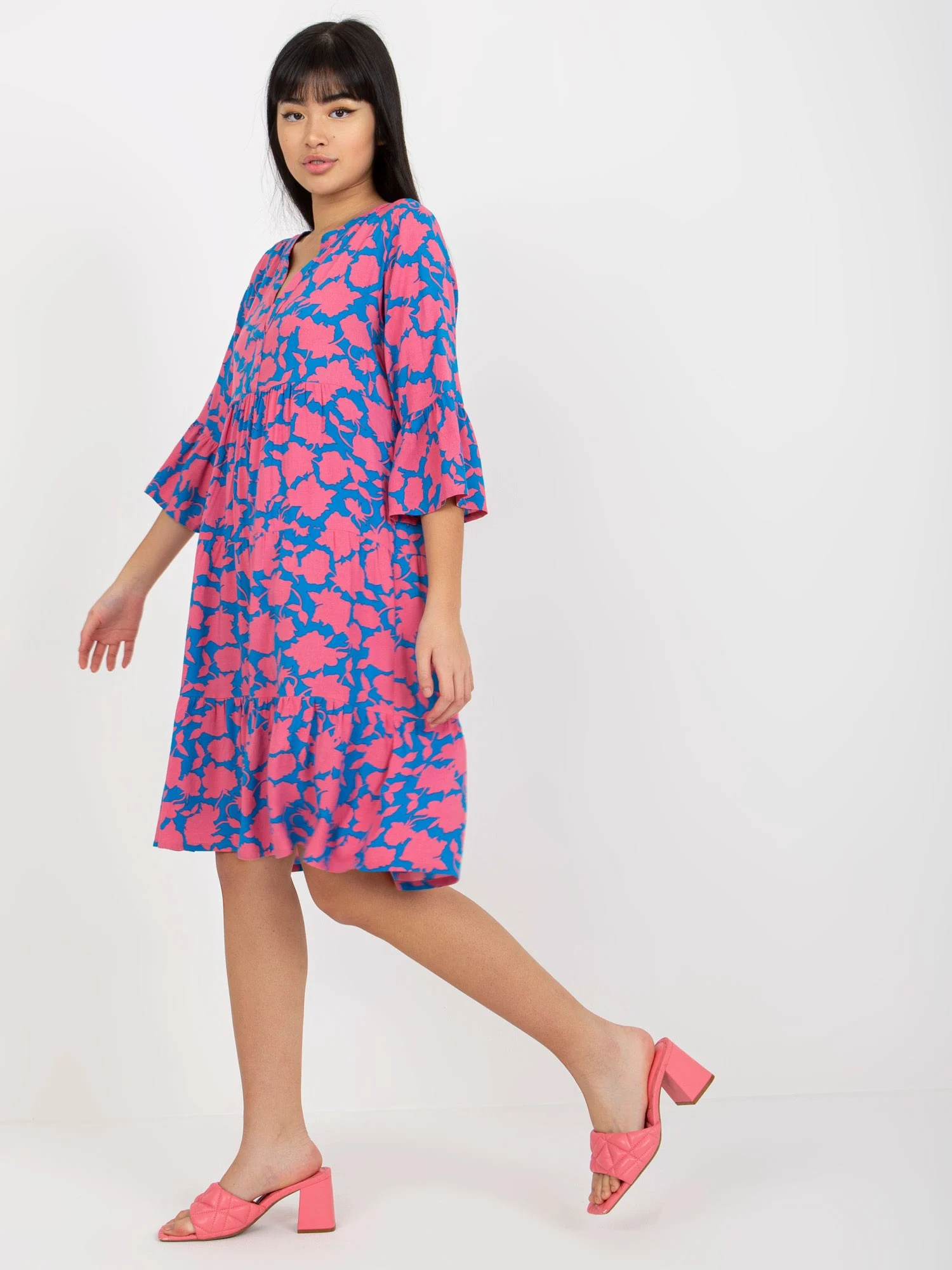 Rochie Dama Maneca 3/4, Oversize, Sublevel, Roz de Vara - Image 4