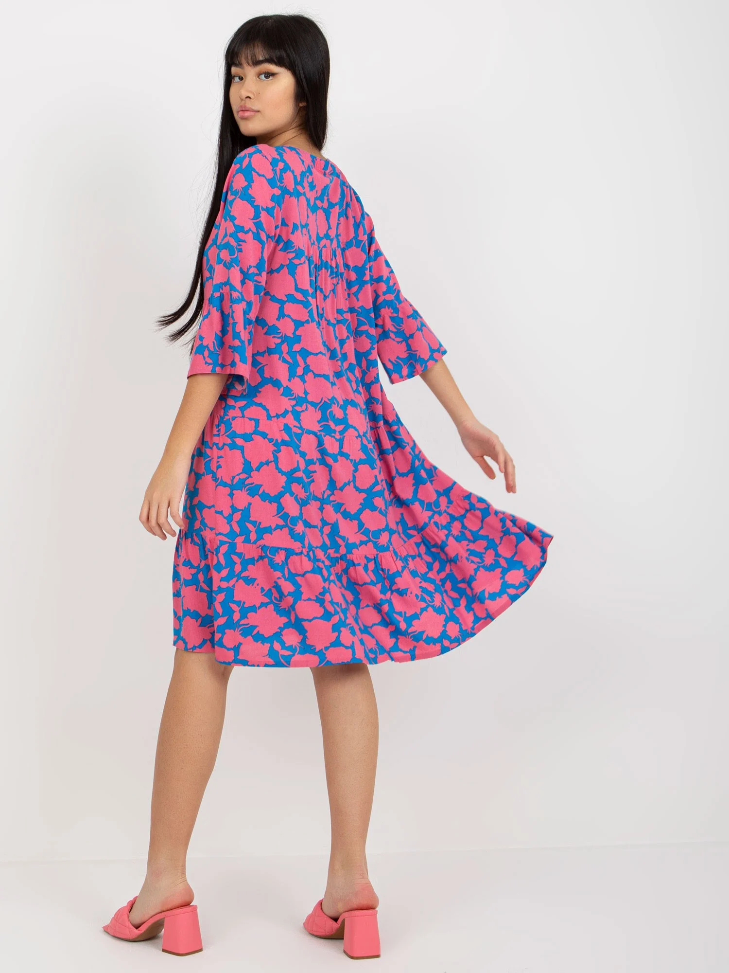 Rochie Dama Maneca 3/4, Oversize, Sublevel, Roz de Vara - Image 2