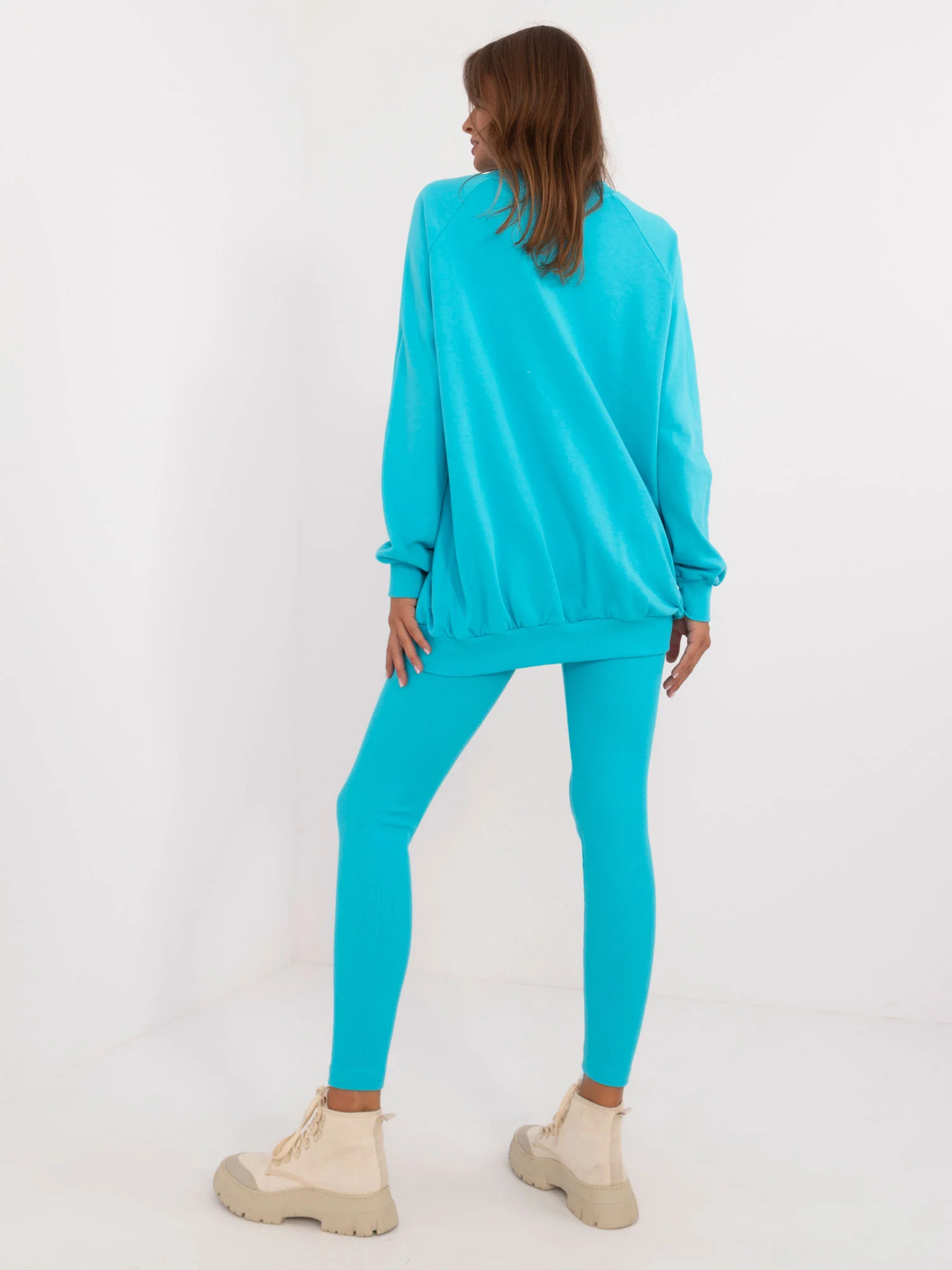 Compleu Dama Maneca lunga, Dungi, My Red Lips, Turcoaz Casual - imagine 5