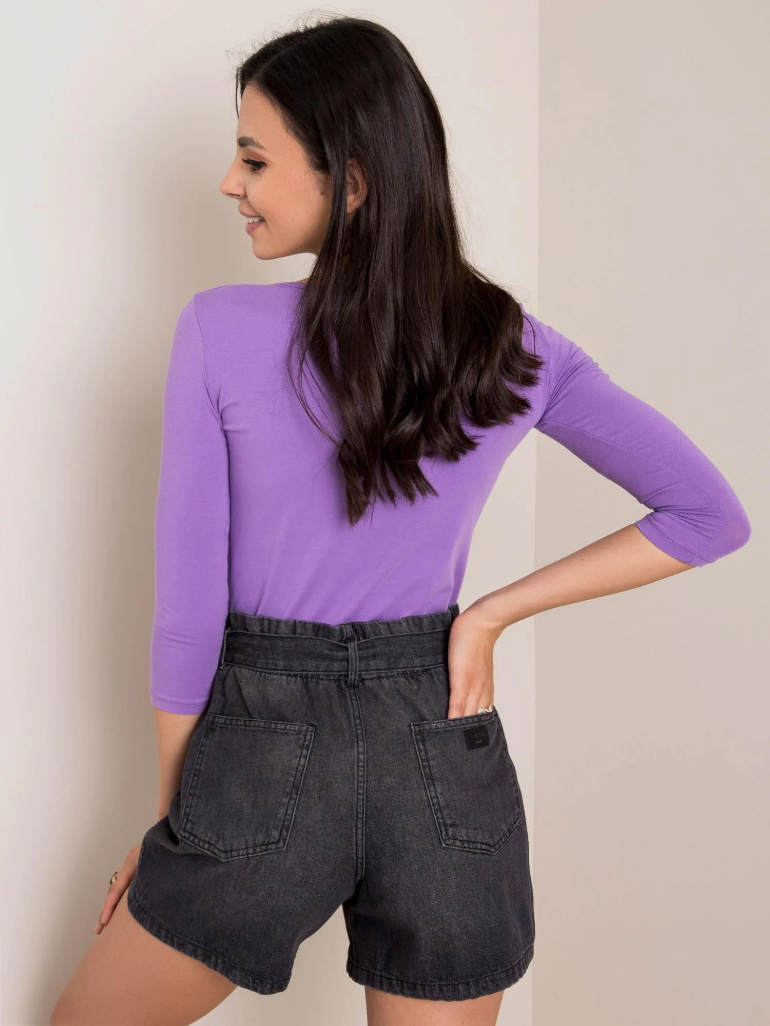 Bluza Dama Maneca 3/4, Clasic, BASIC FEEL GOOD, Mov Eleganta Office - imagine 2