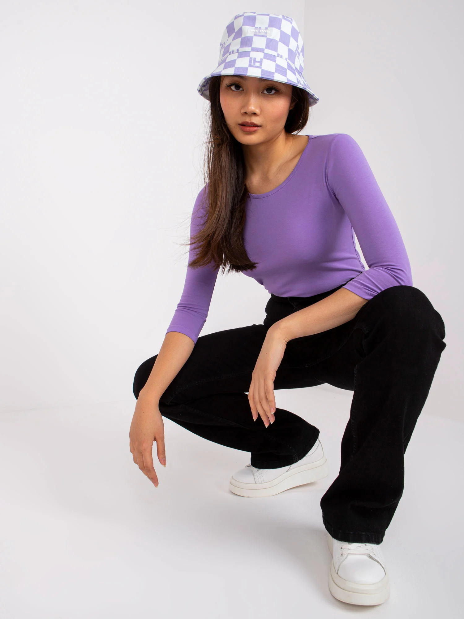 Bluza Dama Maneca 3/4, Clasic, BASIC FEEL GOOD, Mov Eleganta Office - imagine 3