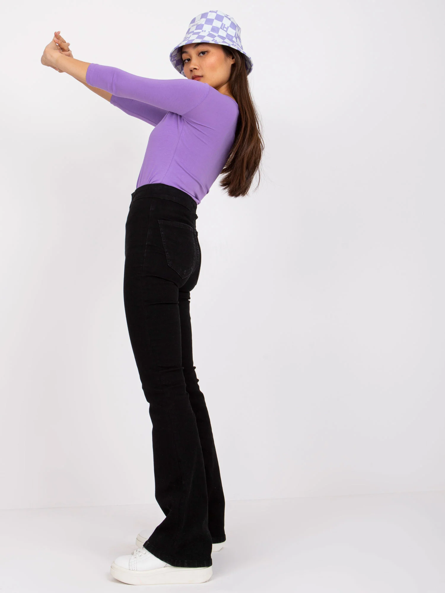 Bluza Dama Maneca 3/4, Clasic, BASIC FEEL GOOD, Mov Eleganta Office - imagine 8