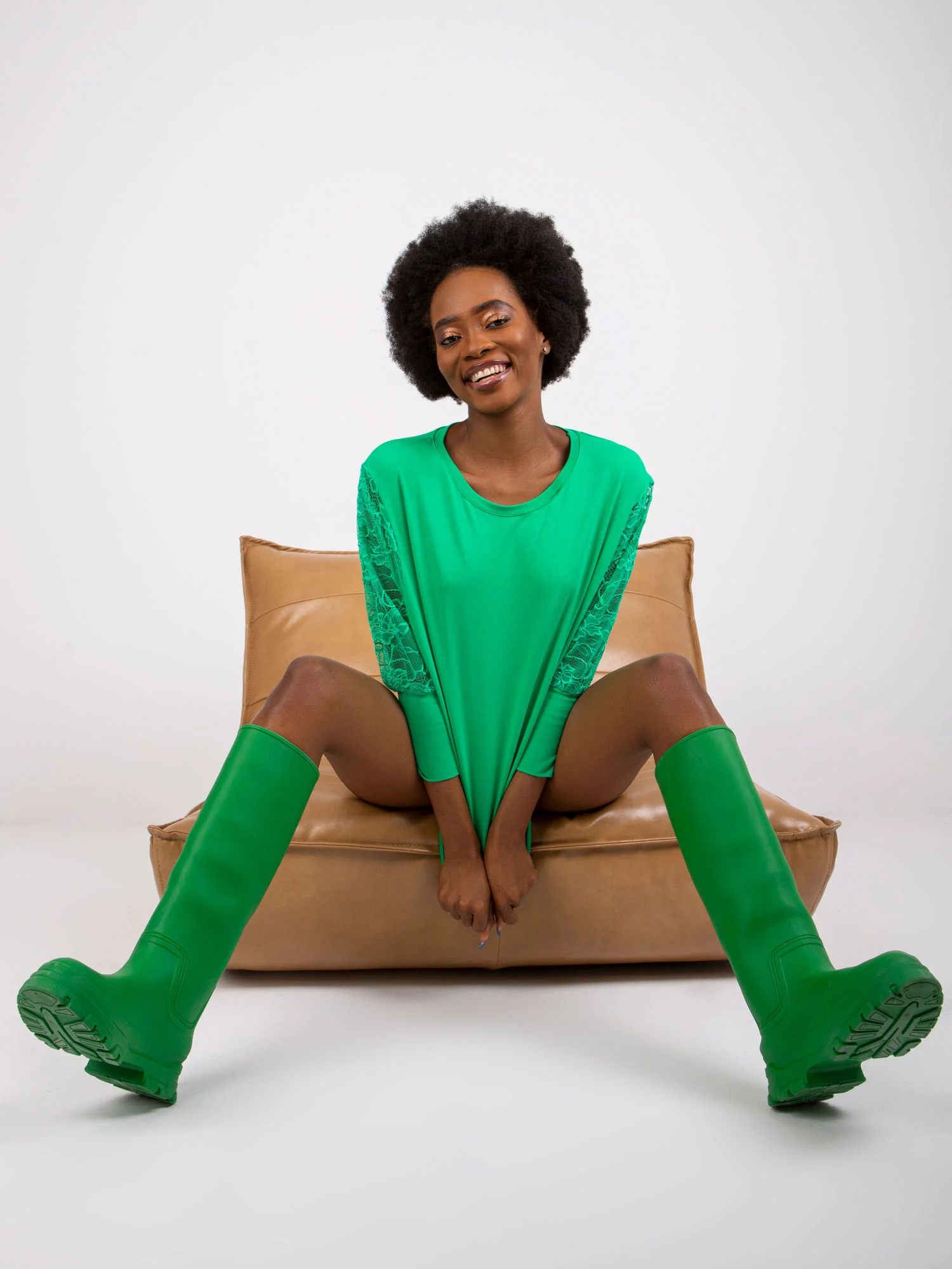 Bluza Dama Maneca 3/4, Dantela, RUE PARIS, Verde Eleganta Office - imagine 3