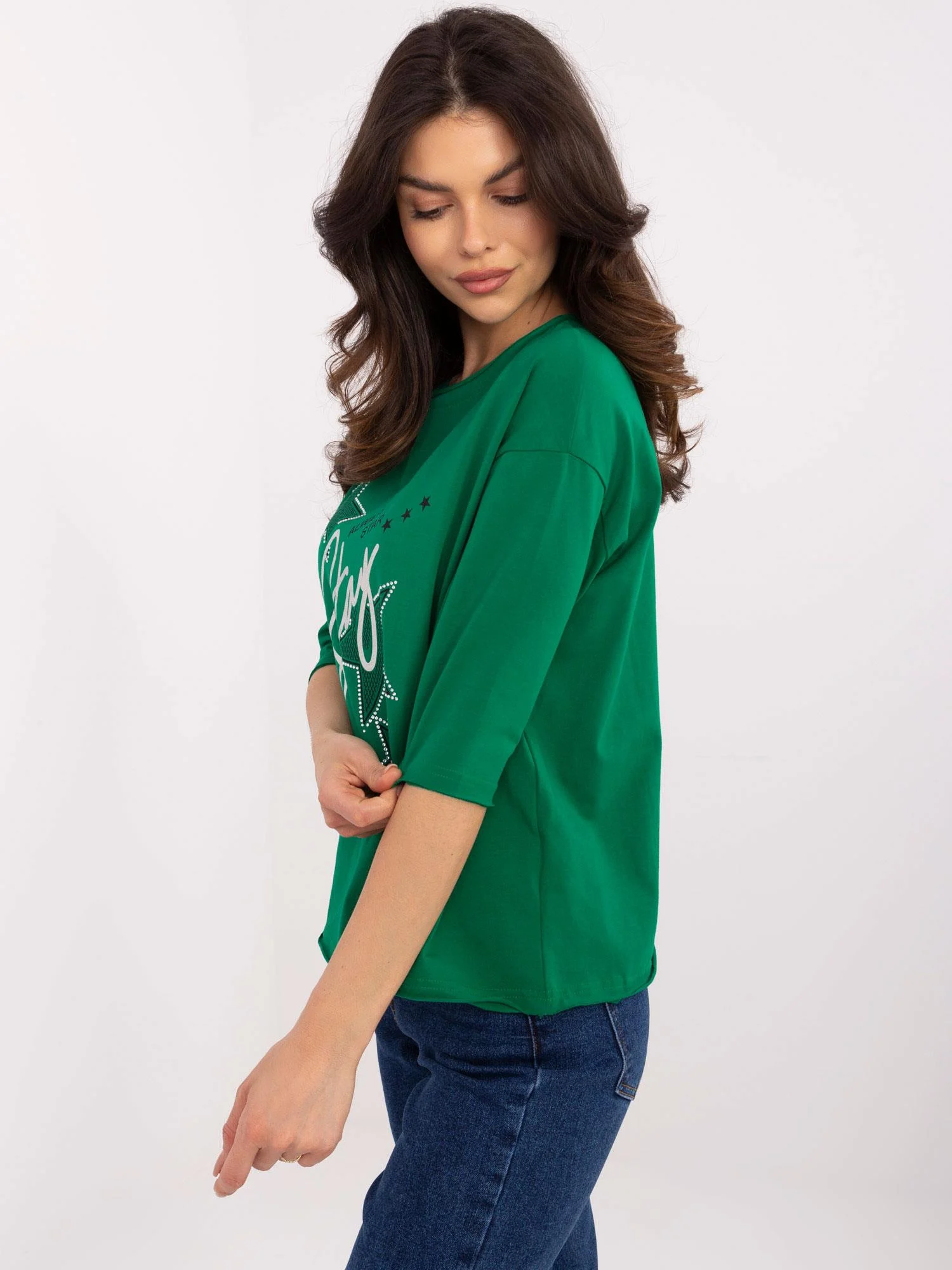 Bluza Dama Maneca 3/4, Imprimat, Calimera, Verde - imagine 5