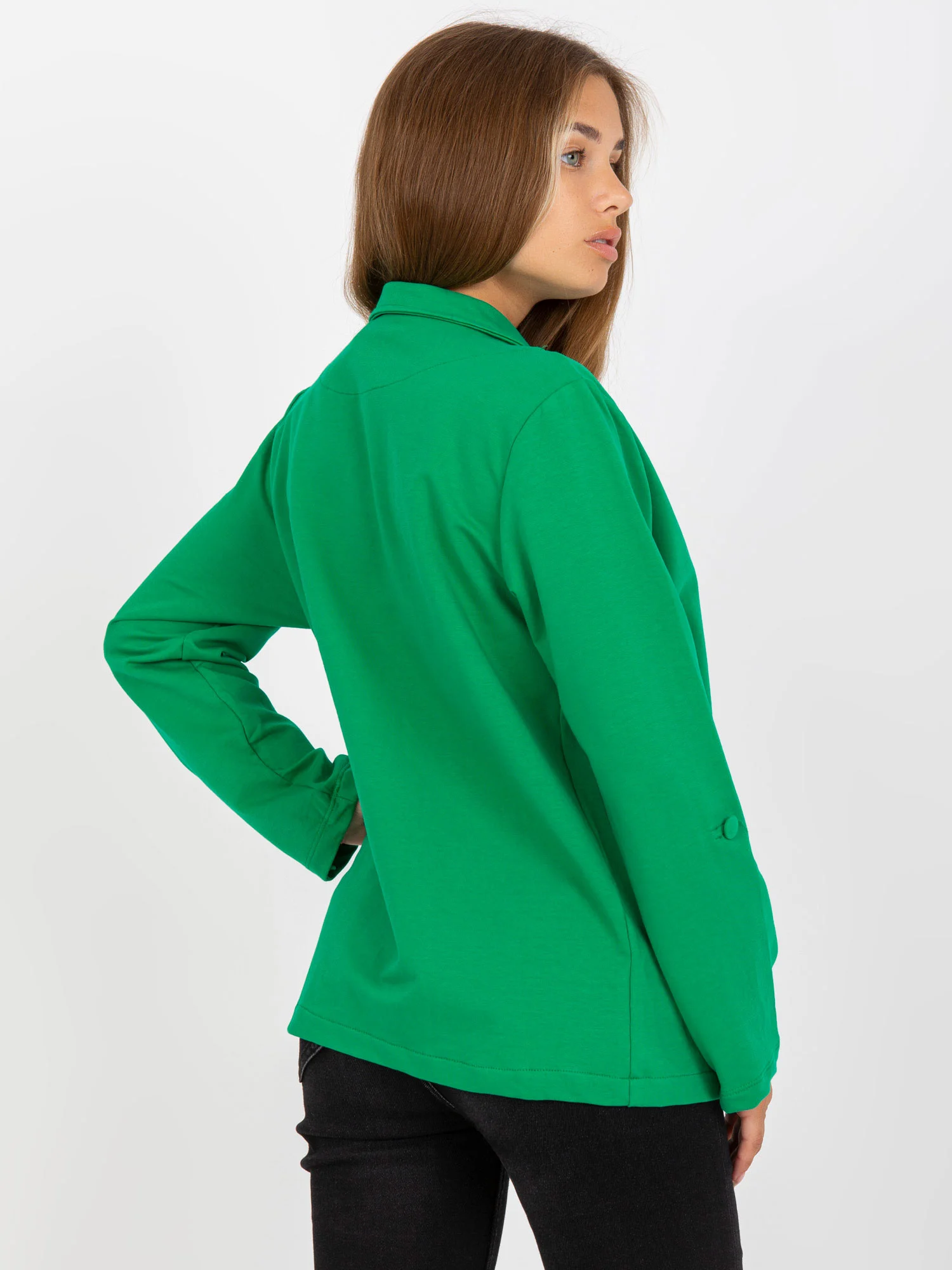 Sacou Dama Maneca lunga, Maneca lunga, RUE PARIS, Verde Eleganta Office - imagine 4