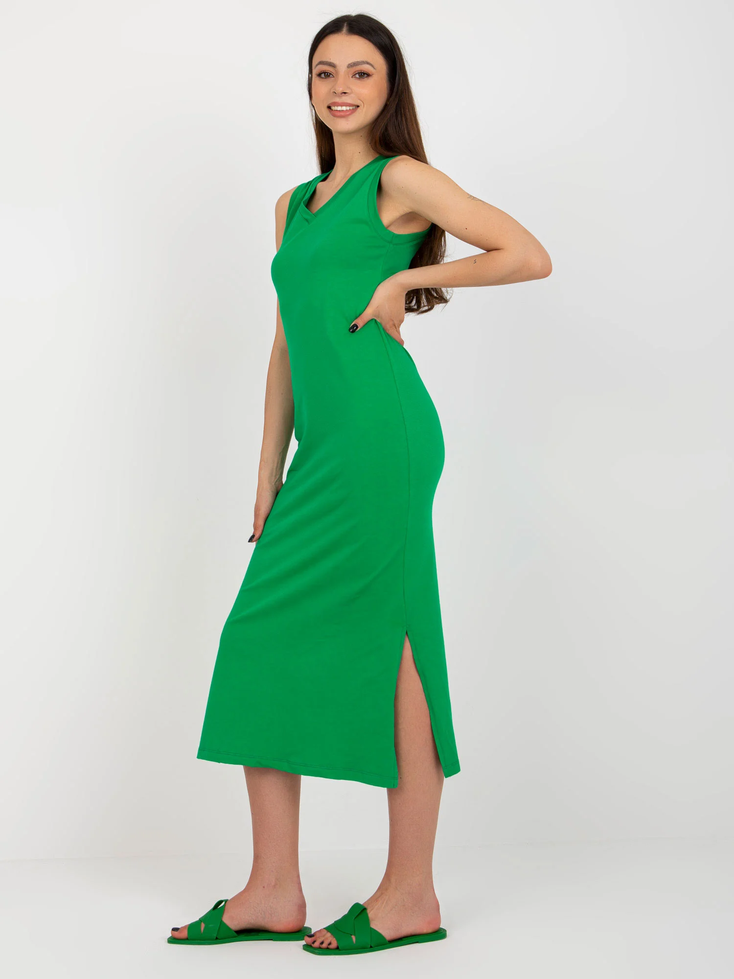 Rochie Dama Midi, Rochie dreapta, Och Bella, Verde de Vara - Image 4