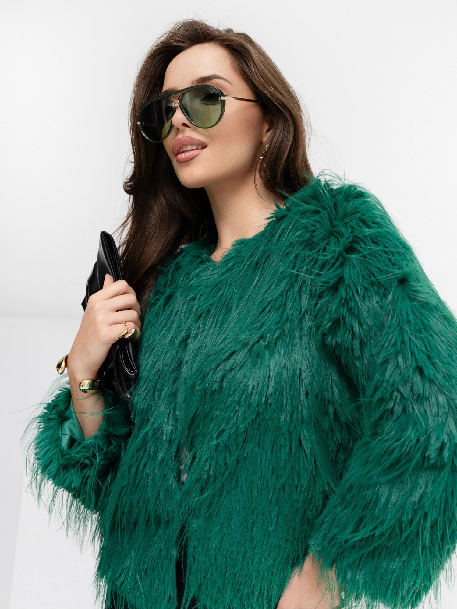 Jacheta Dama Maneca lunga, Elegant, Wool Fashion Italia, Verde de Petrecere - imagine 5