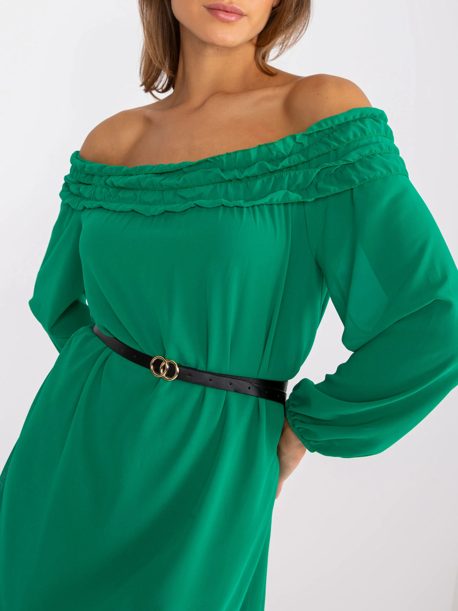 Rochie Dama Maxi, Rochie dreapta, ITALY MODA, Verde Eleganta Office - Image 5