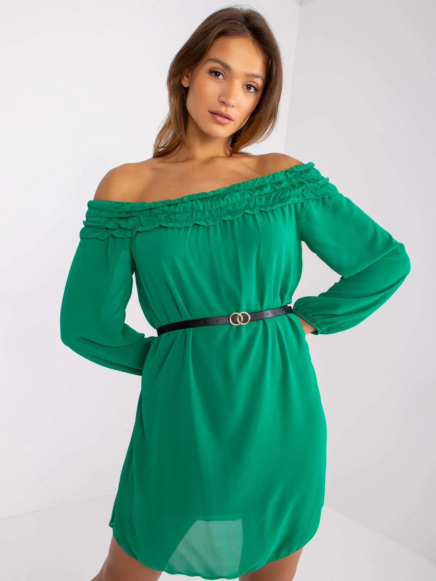 Rochie Dama Maxi, Rochie dreapta, ITALY MODA, Verde Eleganta Office - Image 3