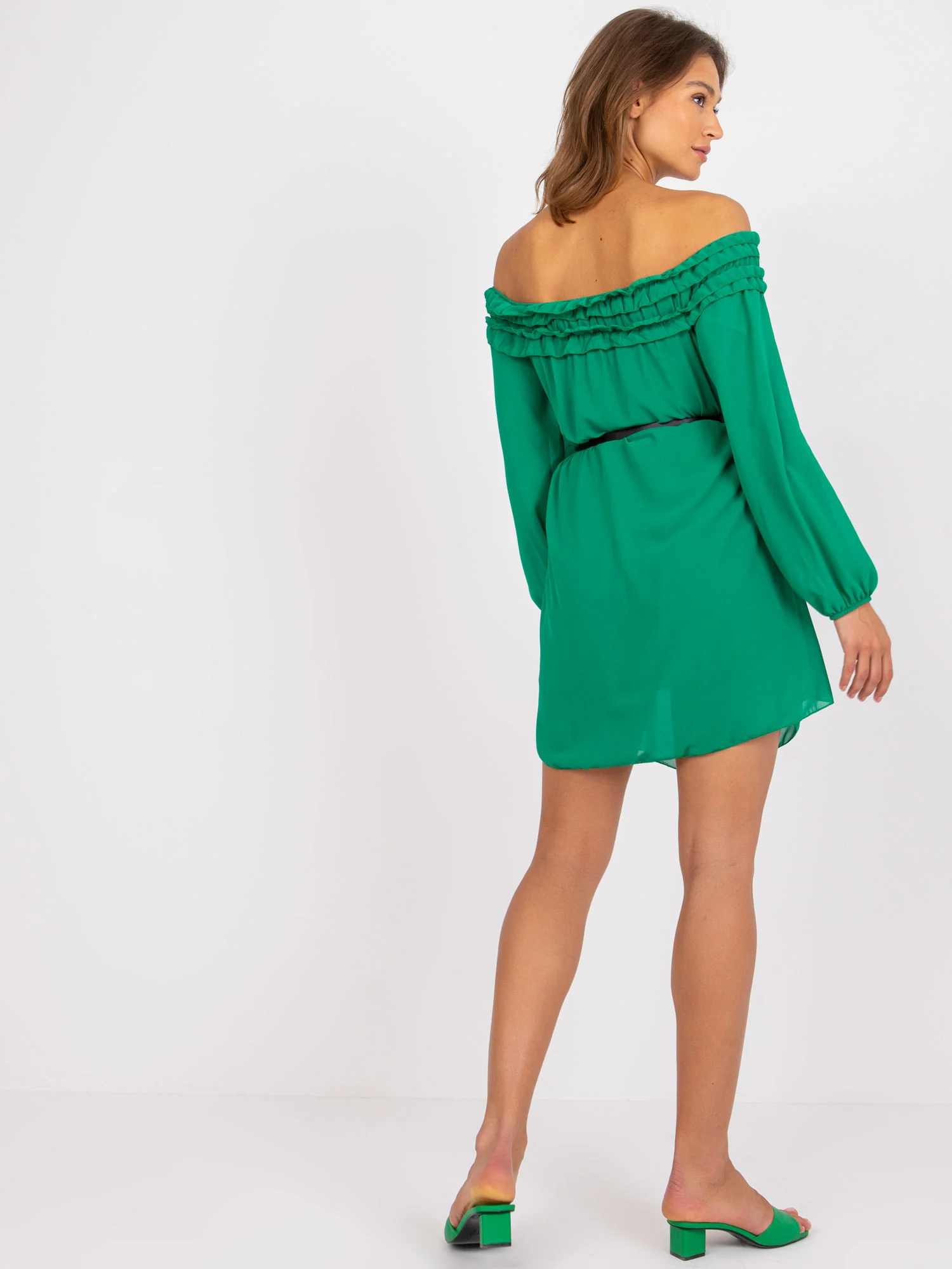 Rochie Dama Maxi, Rochie dreapta, ITALY MODA, Verde Eleganta Office - Image 4