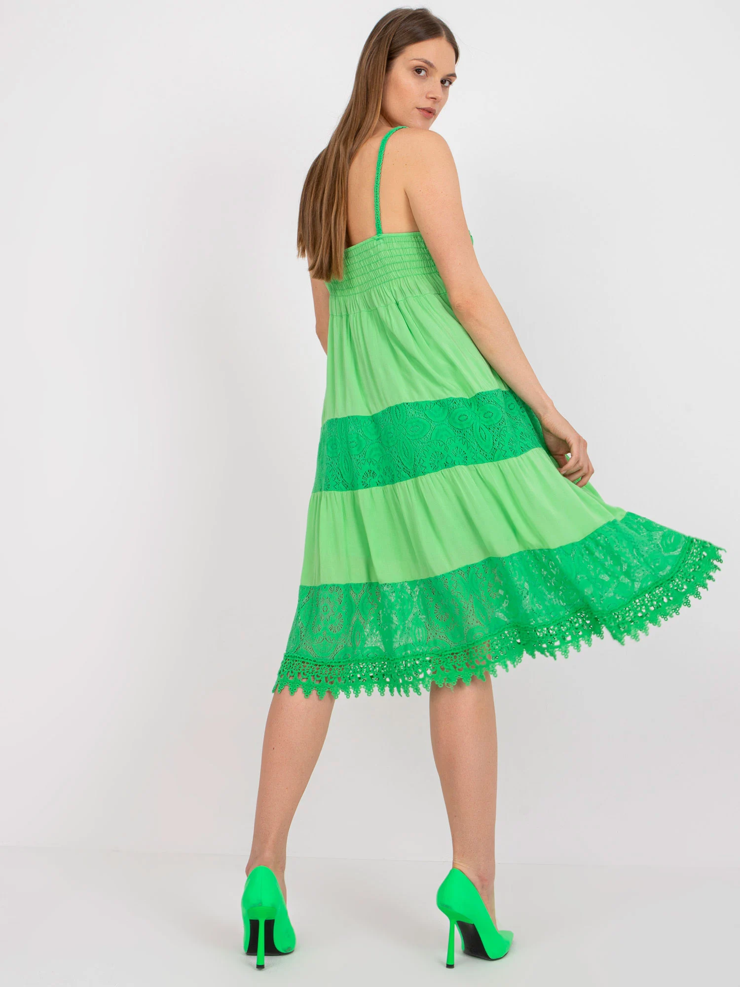 Rochie Dama Midi, Dantela, Och Bella, Verde de Vara - Image 4