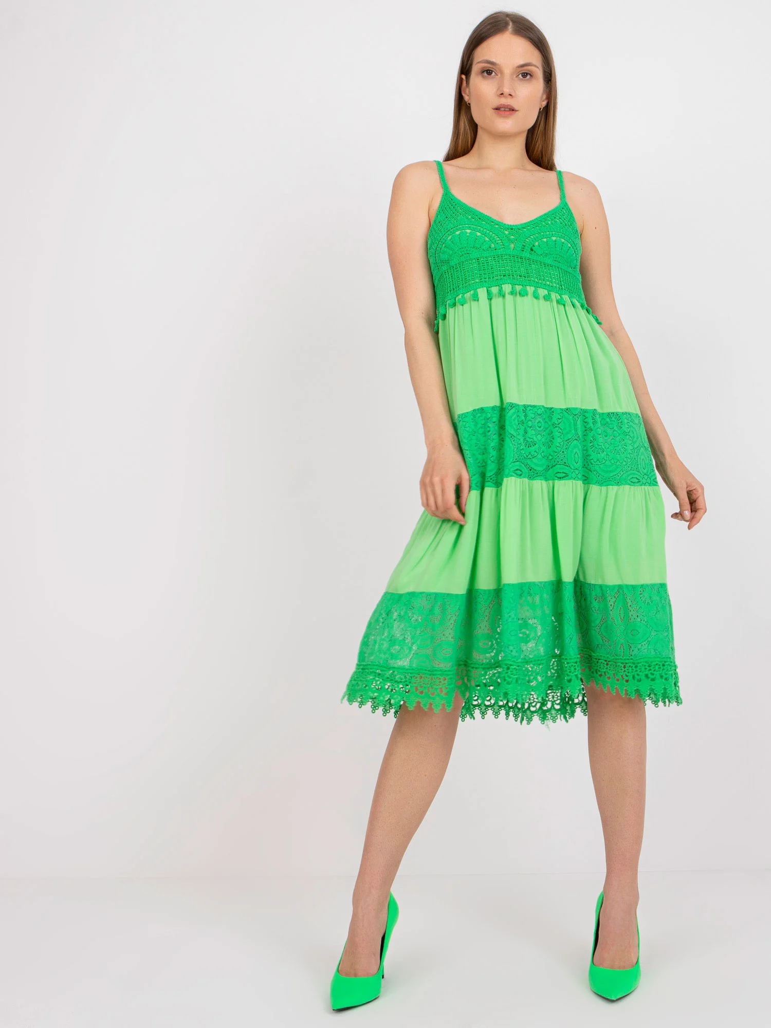 Rochie Dama Midi, Dantela, Och Bella, Verde de Vara - Image 5