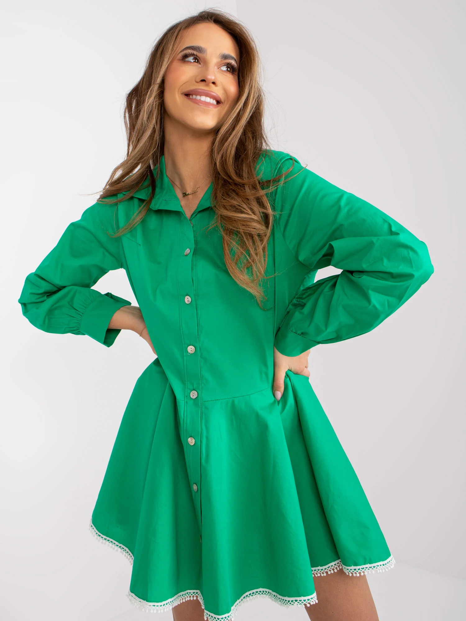 Rochie Dama Maxi, Lejera, ITALY MODA, Verde Eleganta Office - Image 5