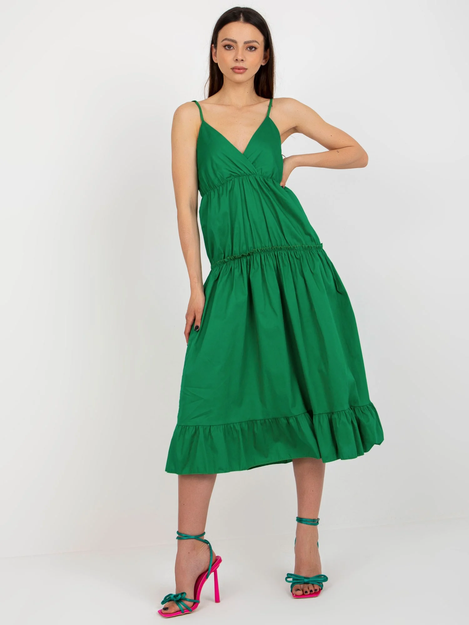 Rochie Dama Midi, Lejera, Och Bella, Verde de Petrecere - Image 6