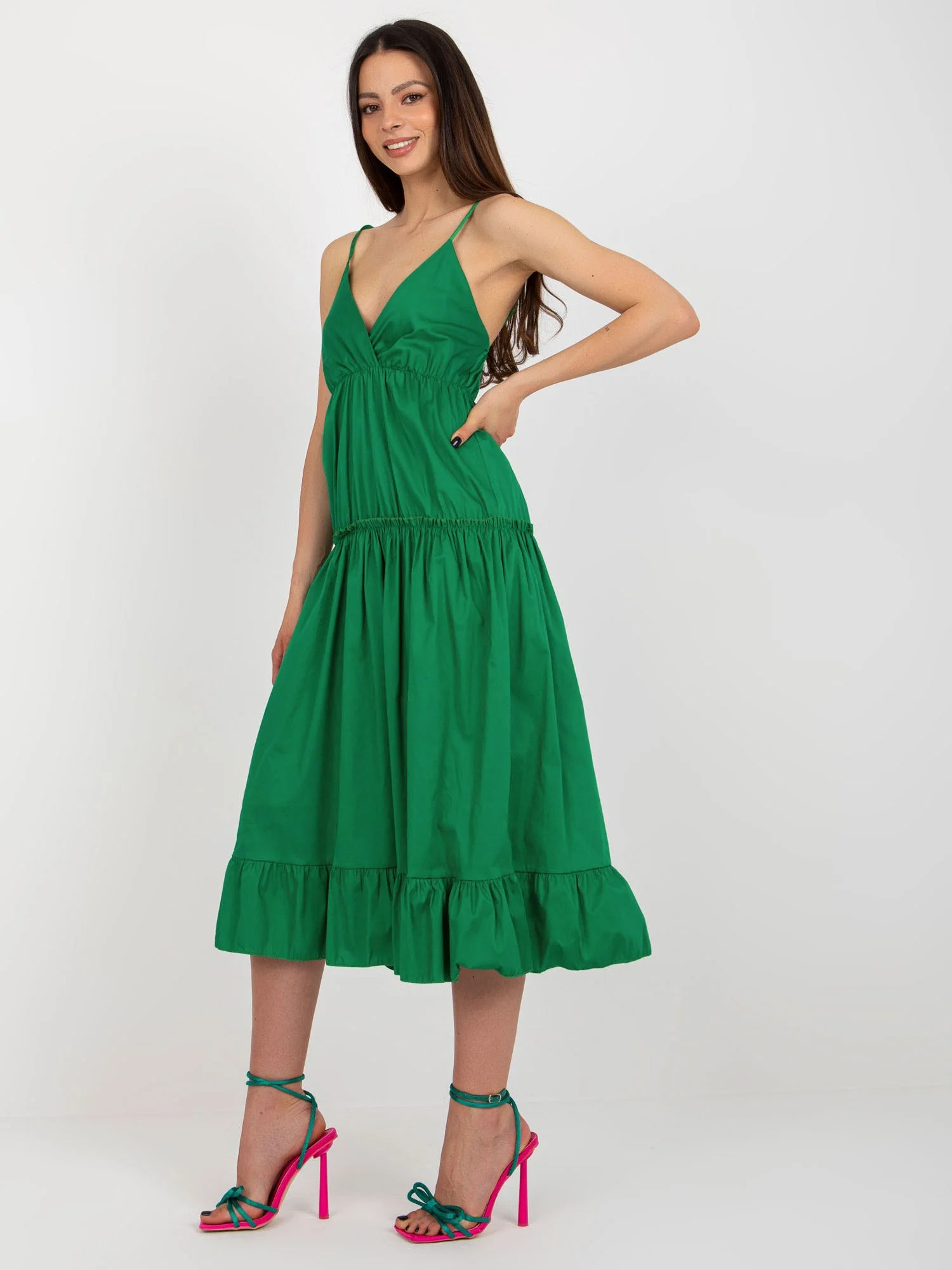Rochie Dama Midi, Lejera, Och Bella, Verde de Petrecere - Image 2