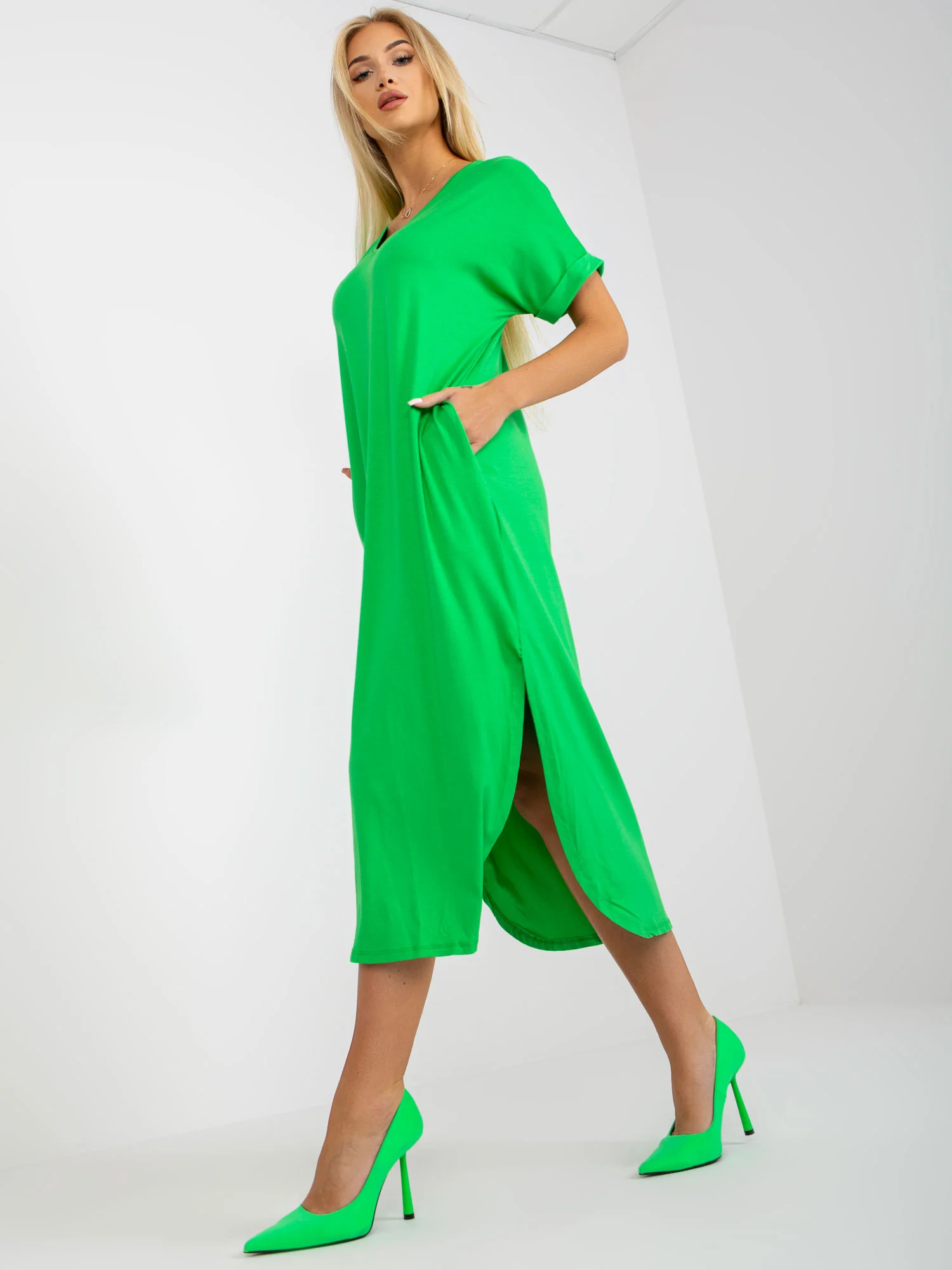 Rochie Dama Midi, Rochie dreapta, Och Bella, Verde de Vara - Image 5