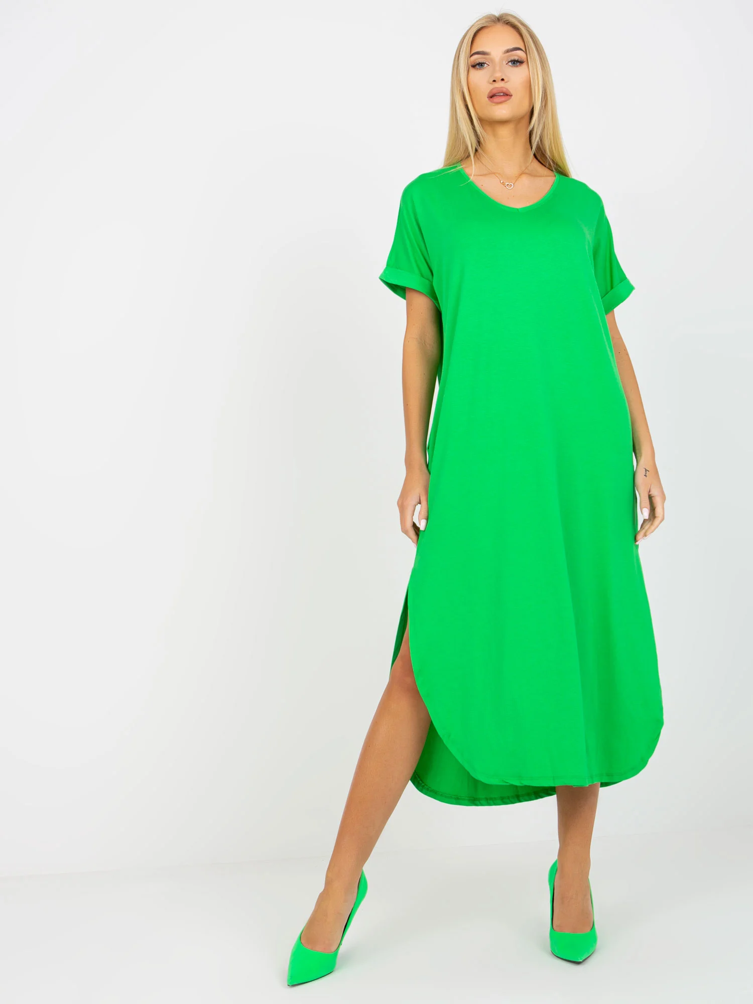 Rochie Dama Midi, Rochie dreapta, Och Bella, Verde de Vara - Image 3
