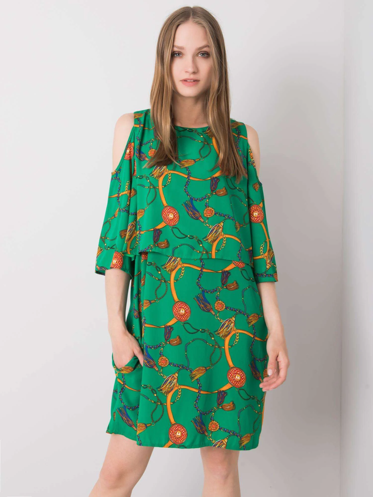 Rochie Dama Mini, Imprimat, RUE PARIS, Verde Casual - imagine 2