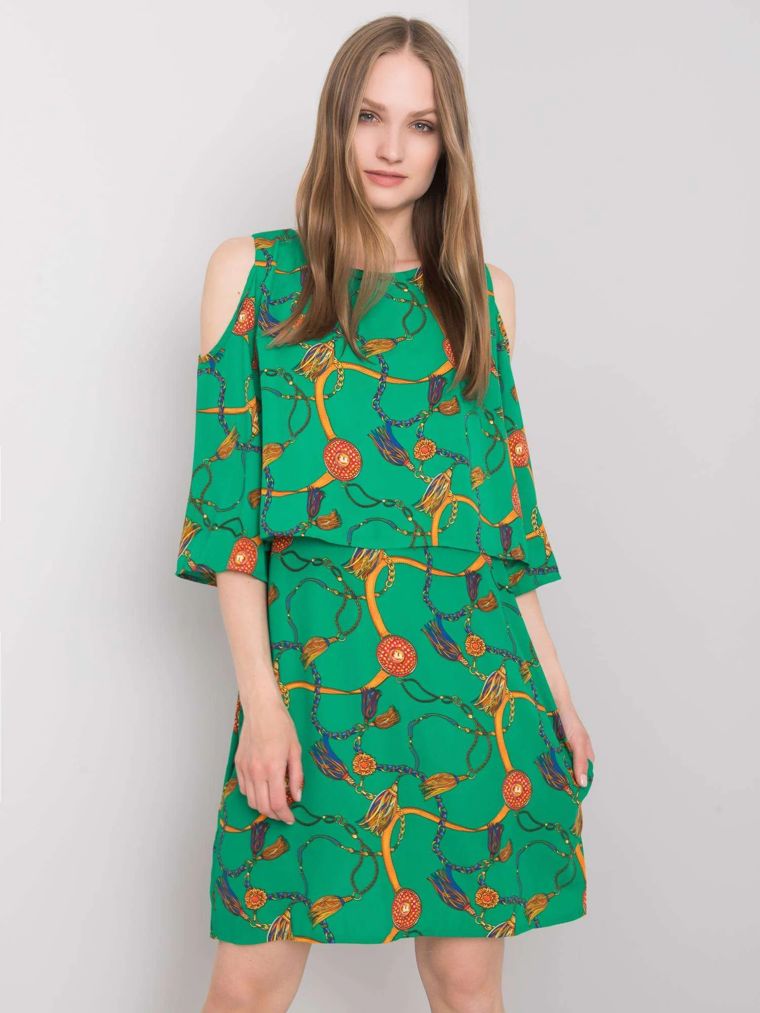 Rochie Dama Mini, Imprimat, RUE PARIS, Verde Casual - imagine 4