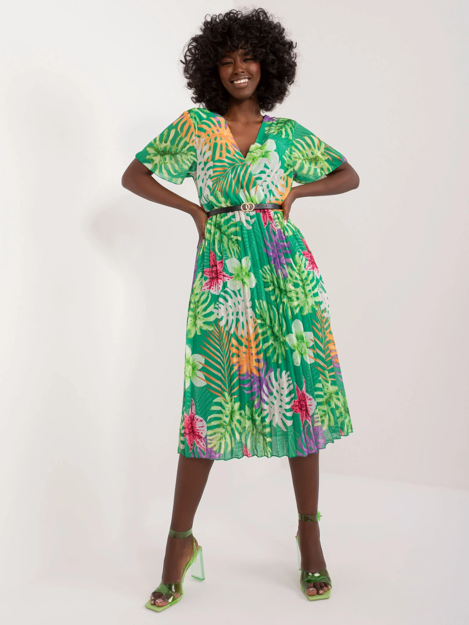 Rochie Dama Midi, Lejera, ITALY MODA, Verde - Image 5