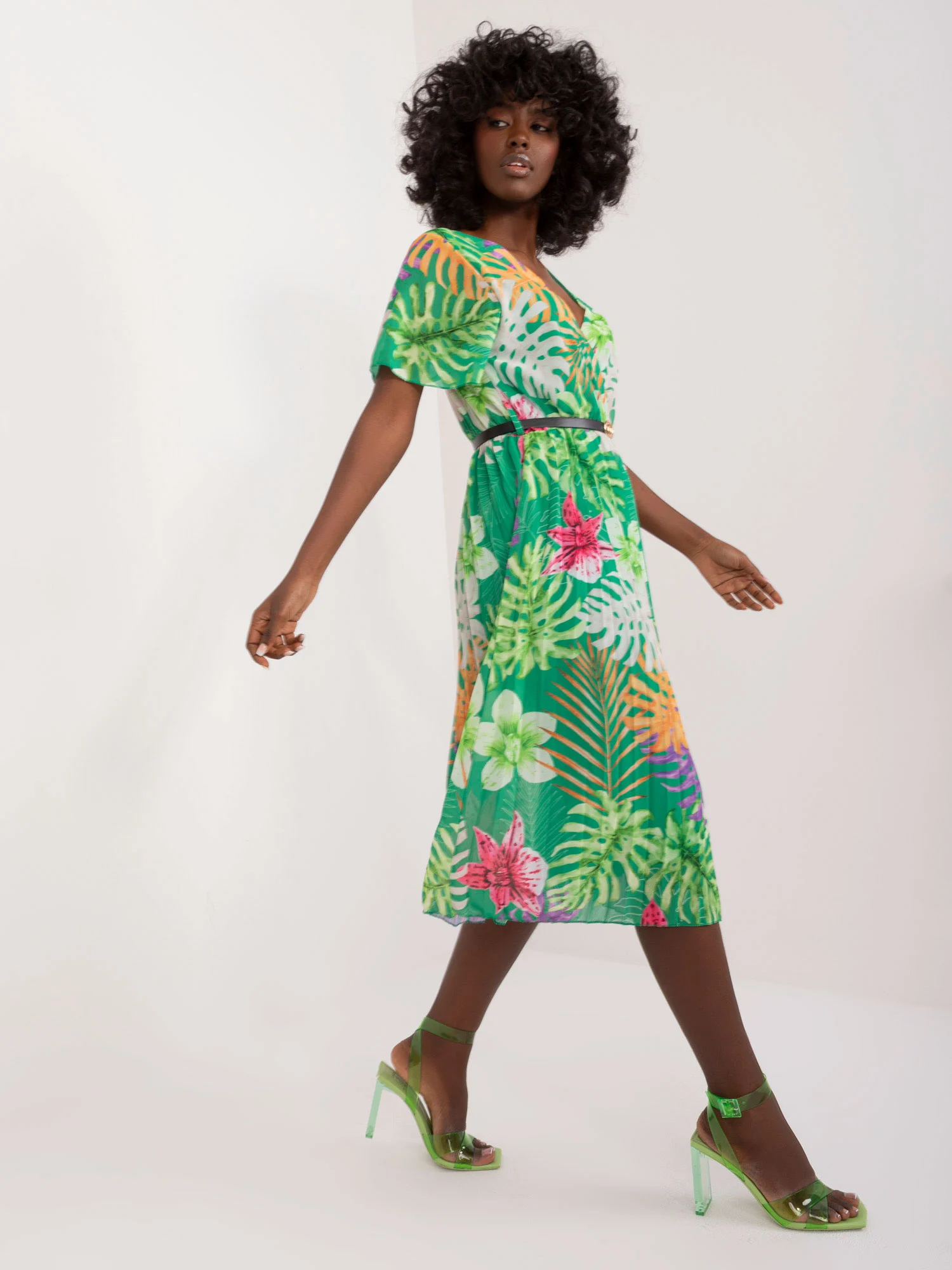 Rochie Dama Midi, Lejera, ITALY MODA, Verde - Image 3
