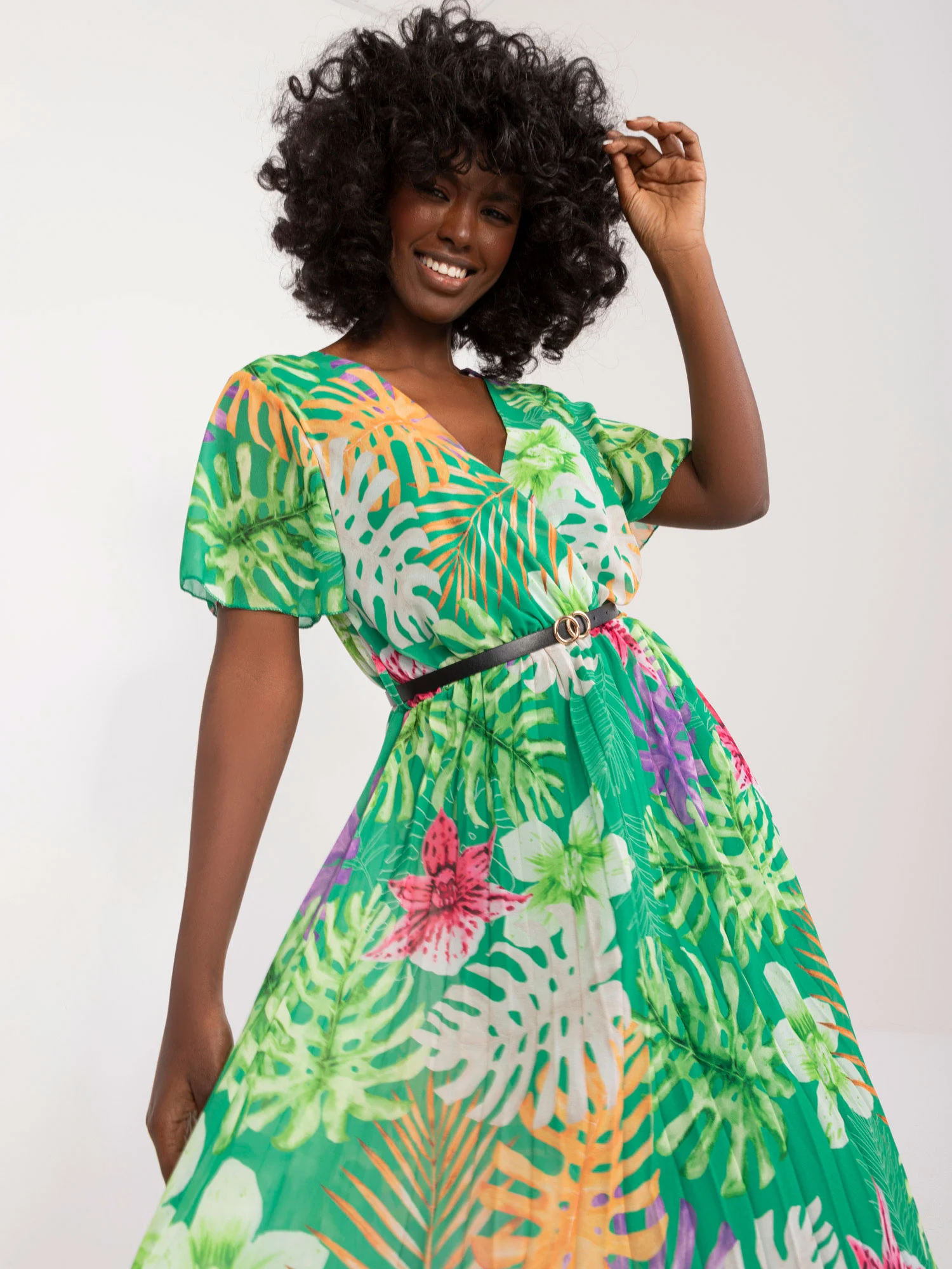 Rochie Dama Midi, Lejera, ITALY MODA, Verde - Image 2