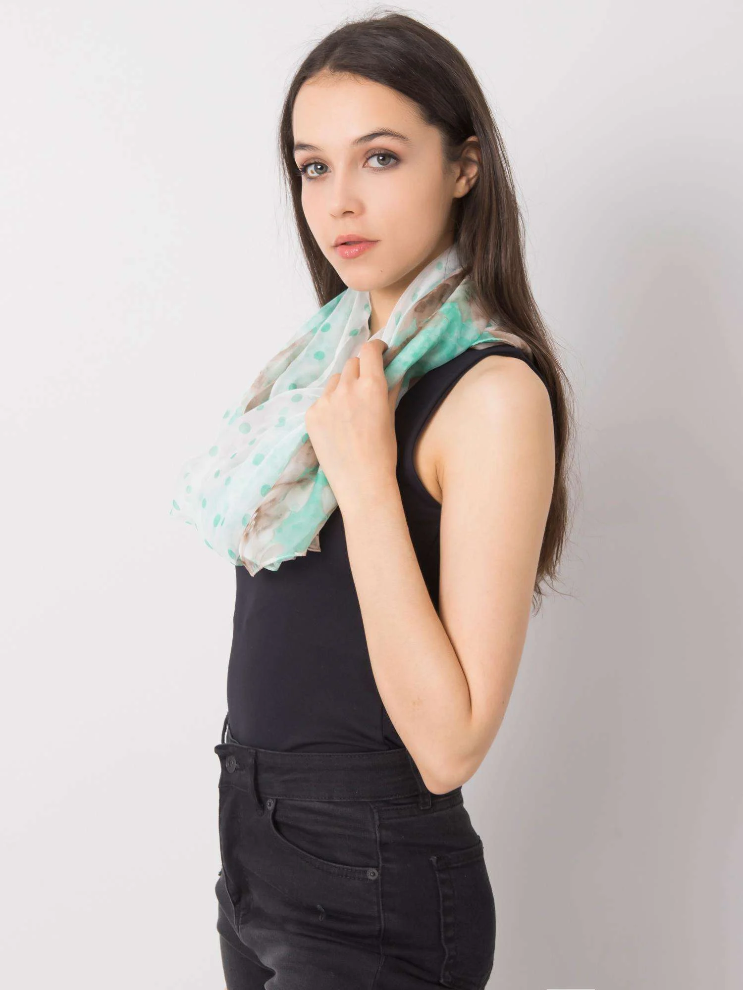 Bandana Dama Imprimat, Viscoza, Fashion Hunters, Verde - imagine 4