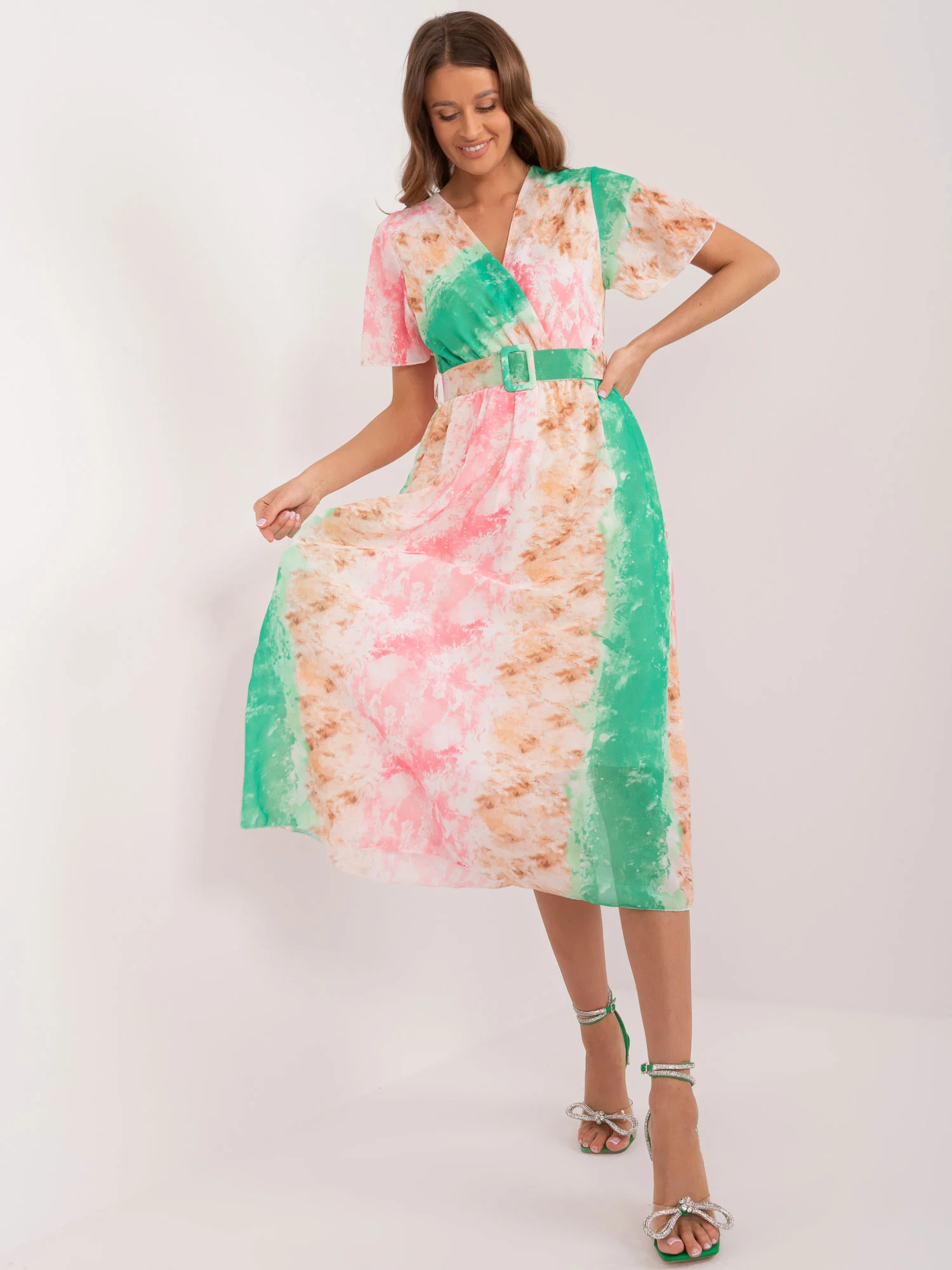 Rochie Dama Midi, Rochie dreapta, ITALY MODA, Roz - Image 3