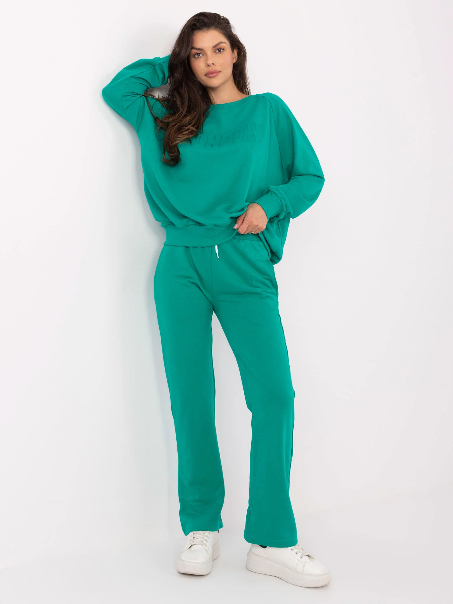 Compleu Dama Maneca lunga, Dreapta, My Red Lips, Verde Casual - Image 3
