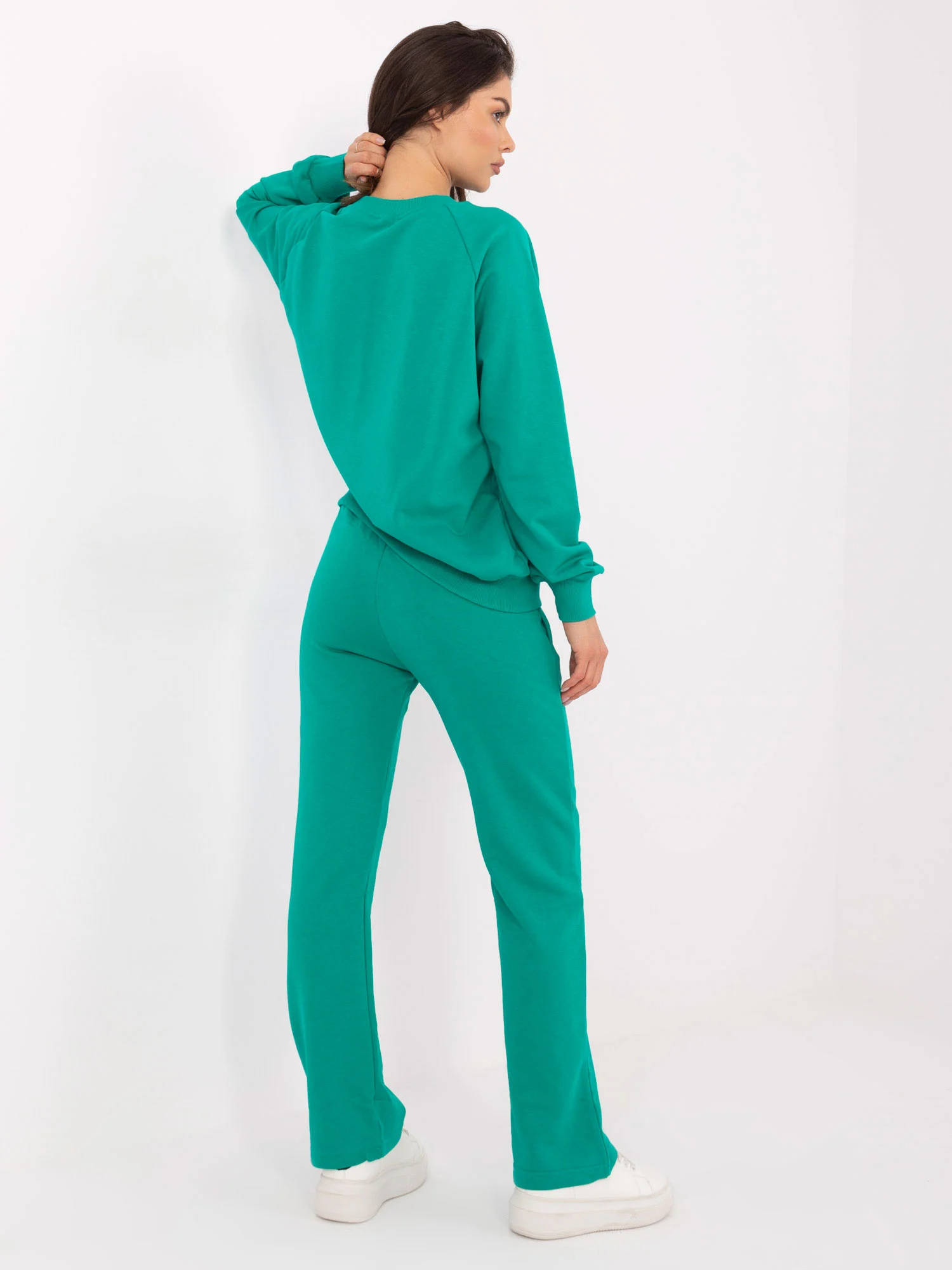 Compleu Dama Maneca lunga, Dreapta, My Red Lips, Verde Casual - Image 2