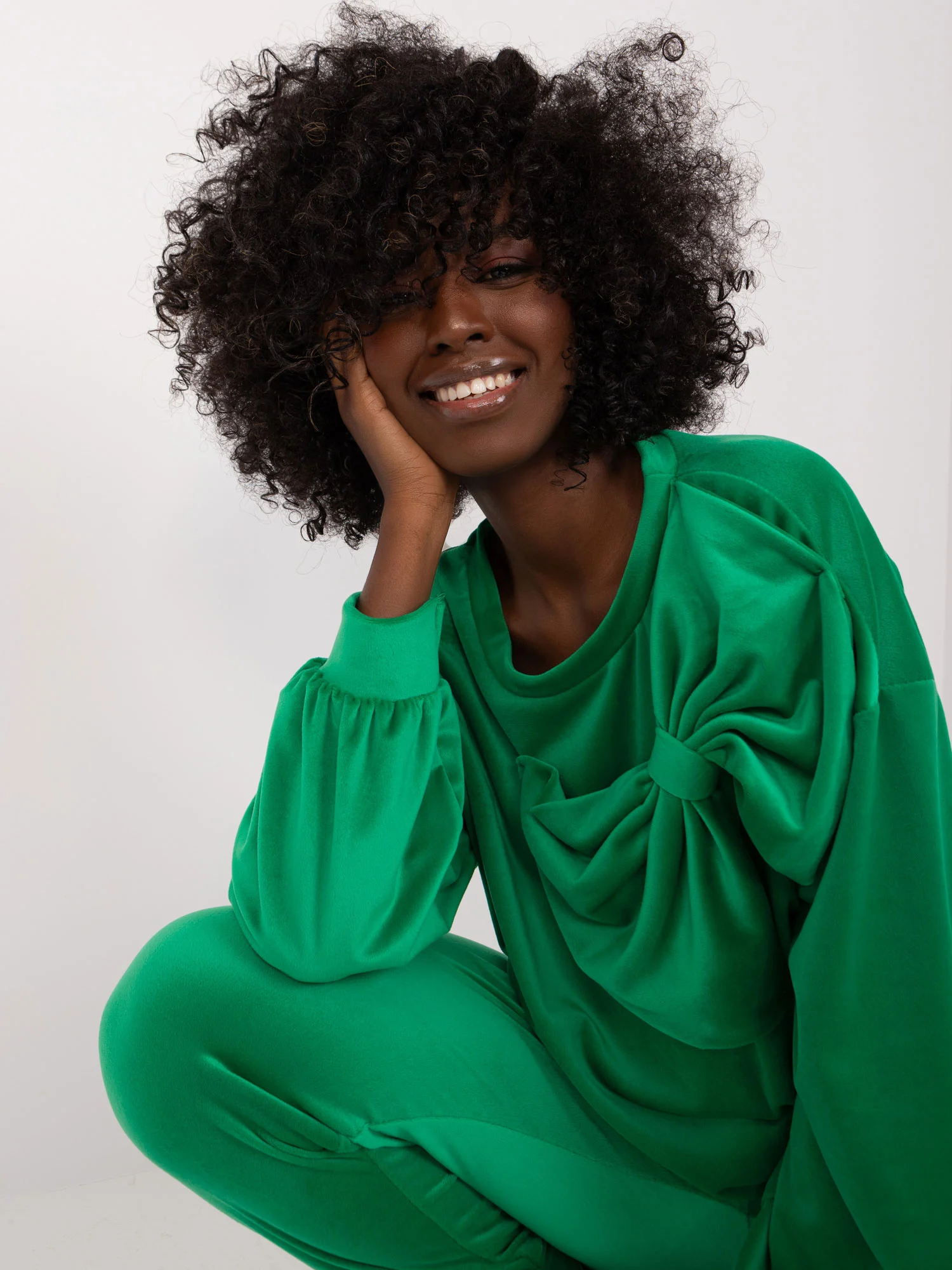 Compleu Dama Maneca lunga, Mansete elastice, ITALY MODA, Verde Casual - imagine 6