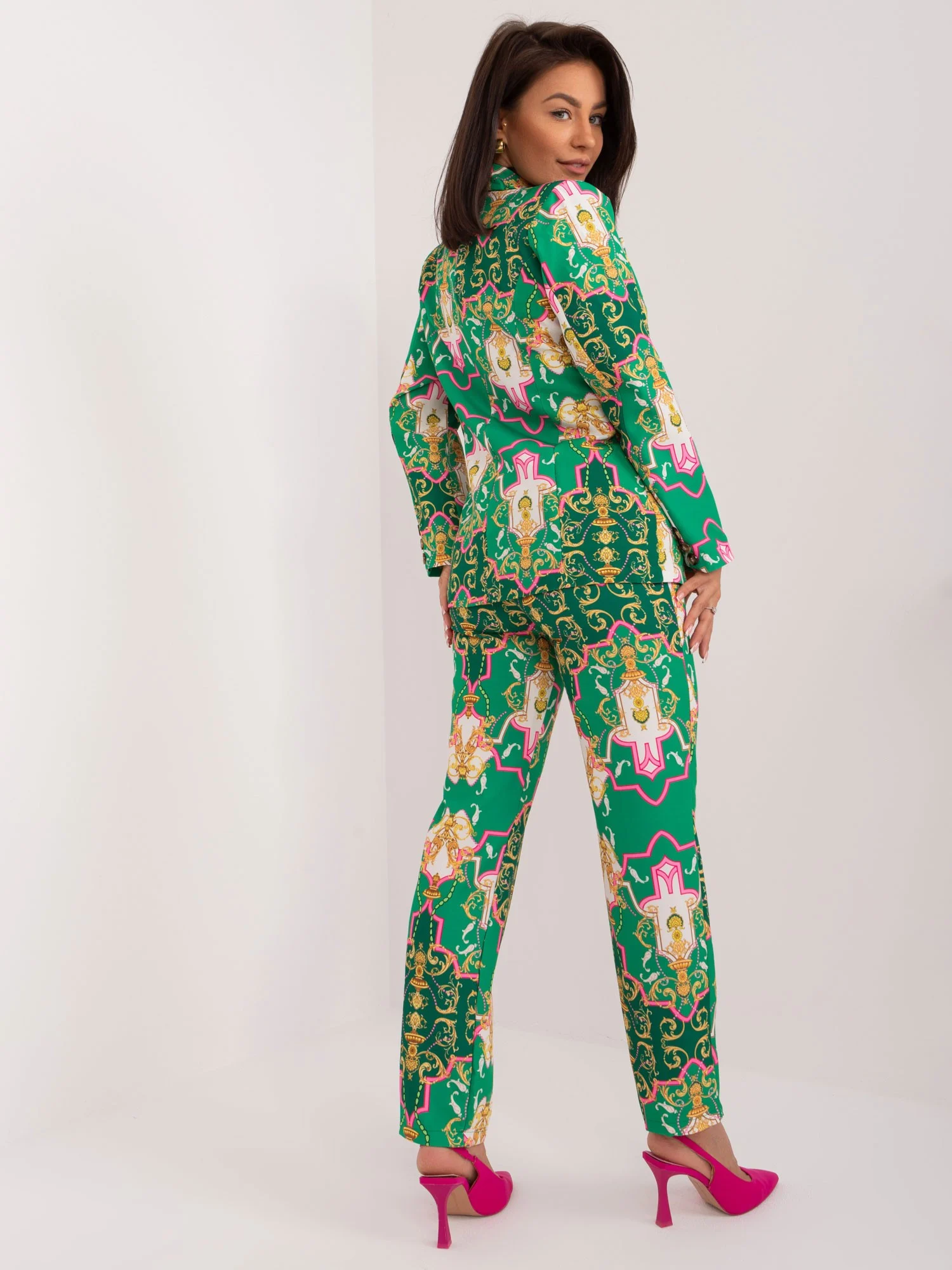 Compleu Dama Maneca lunga, Elegant, ITALY MODA, Verde de Petrecere Marimi Mari - imagine 3