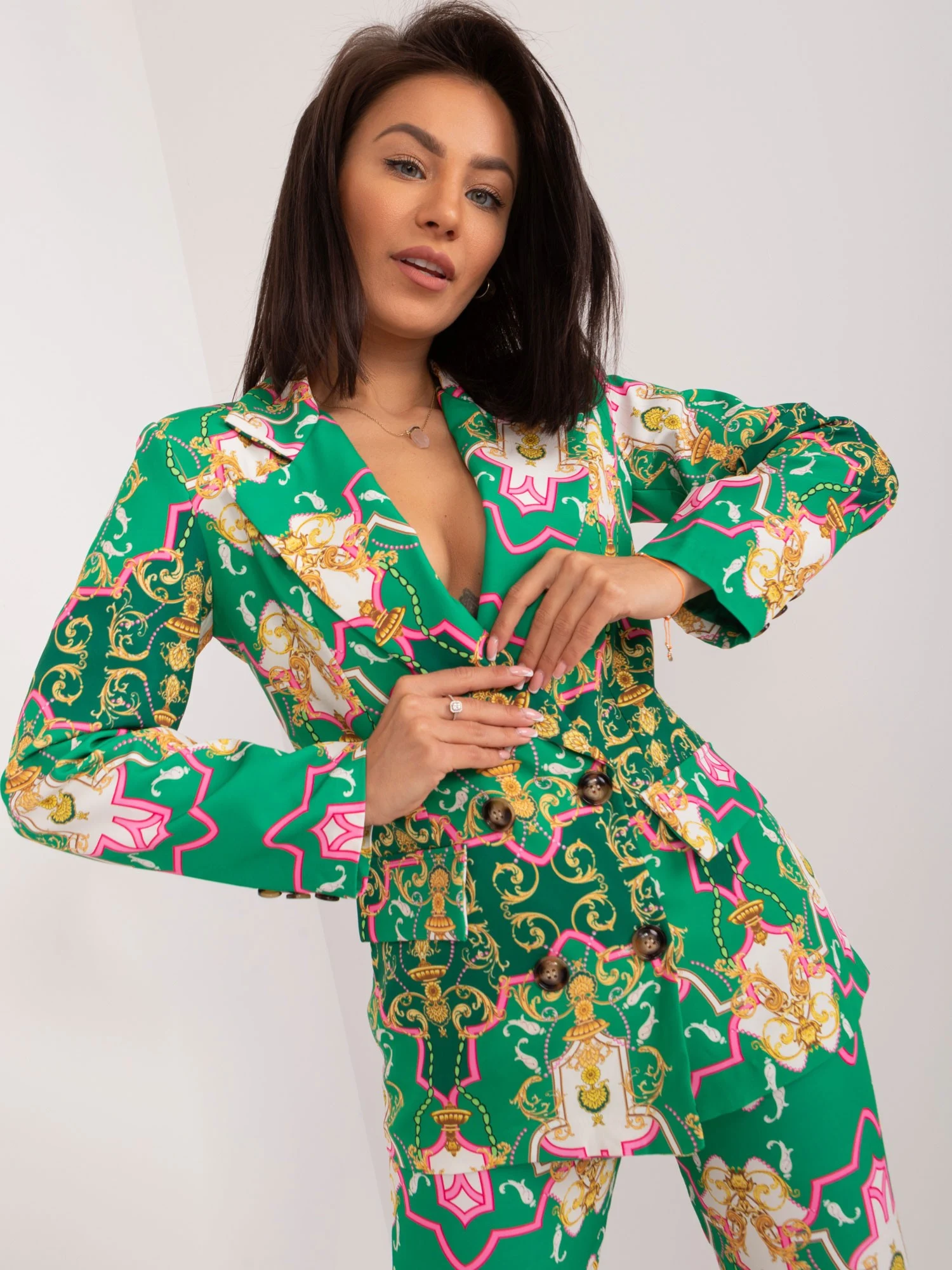 Compleu Dama Maneca lunga, Elegant, ITALY MODA, Verde de Petrecere Marimi Mari - imagine 4