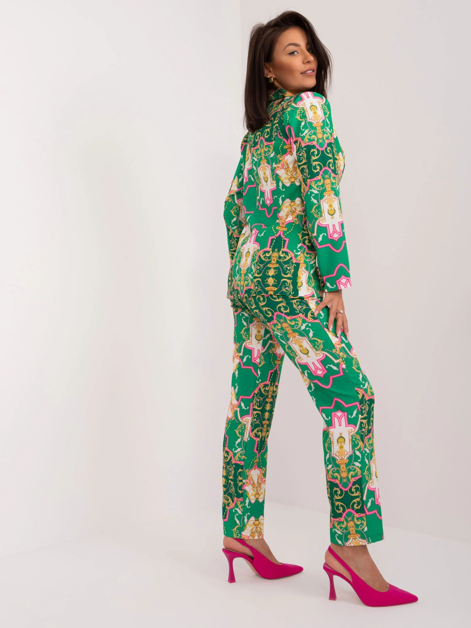 Compleu Dama Maneca lunga, Elegant, ITALY MODA, Verde de Petrecere Marimi Mari - imagine 6