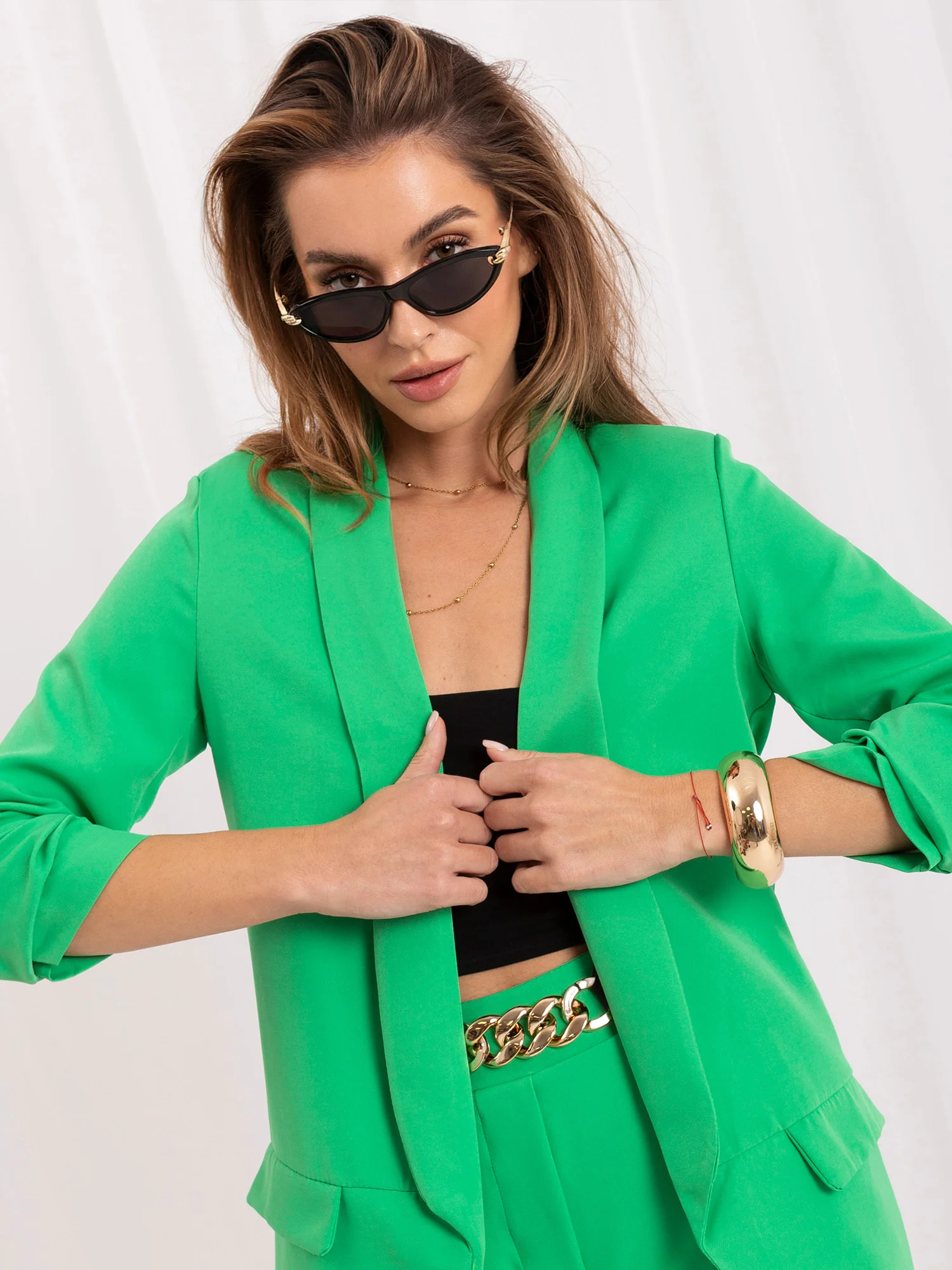 Compleu Dama Mini, Elegant, ITALY MODA, Verde de Petrecere Marimi Mari - imagine 3