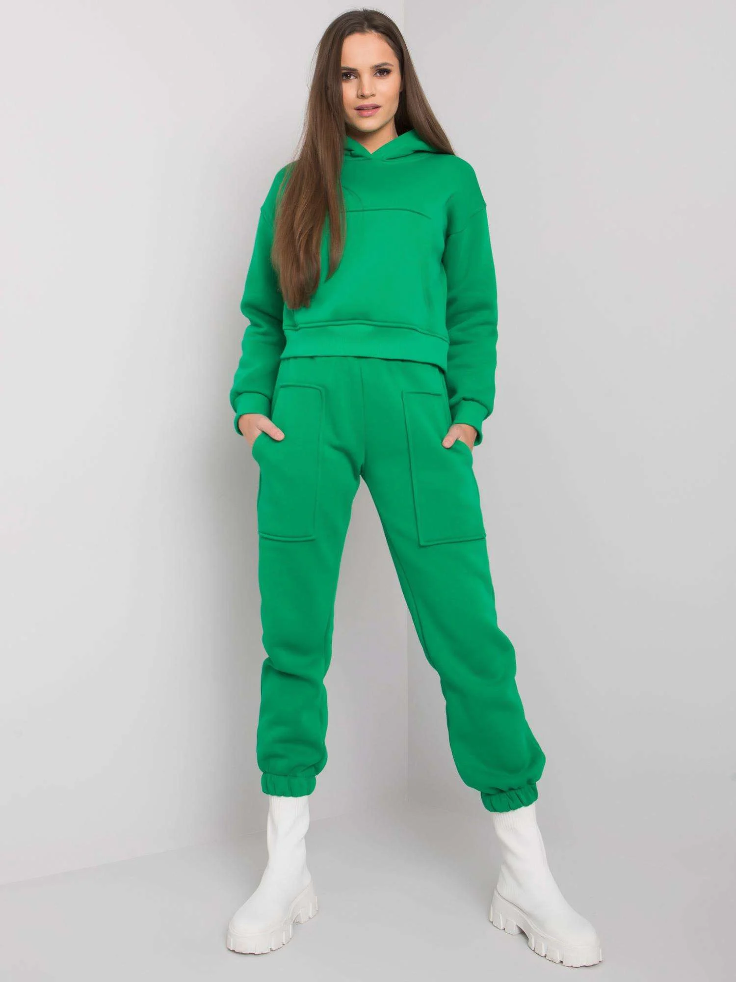 Compleu Dama Maneca lunga, Sport, ex moda, Verde Casual - imagine 5