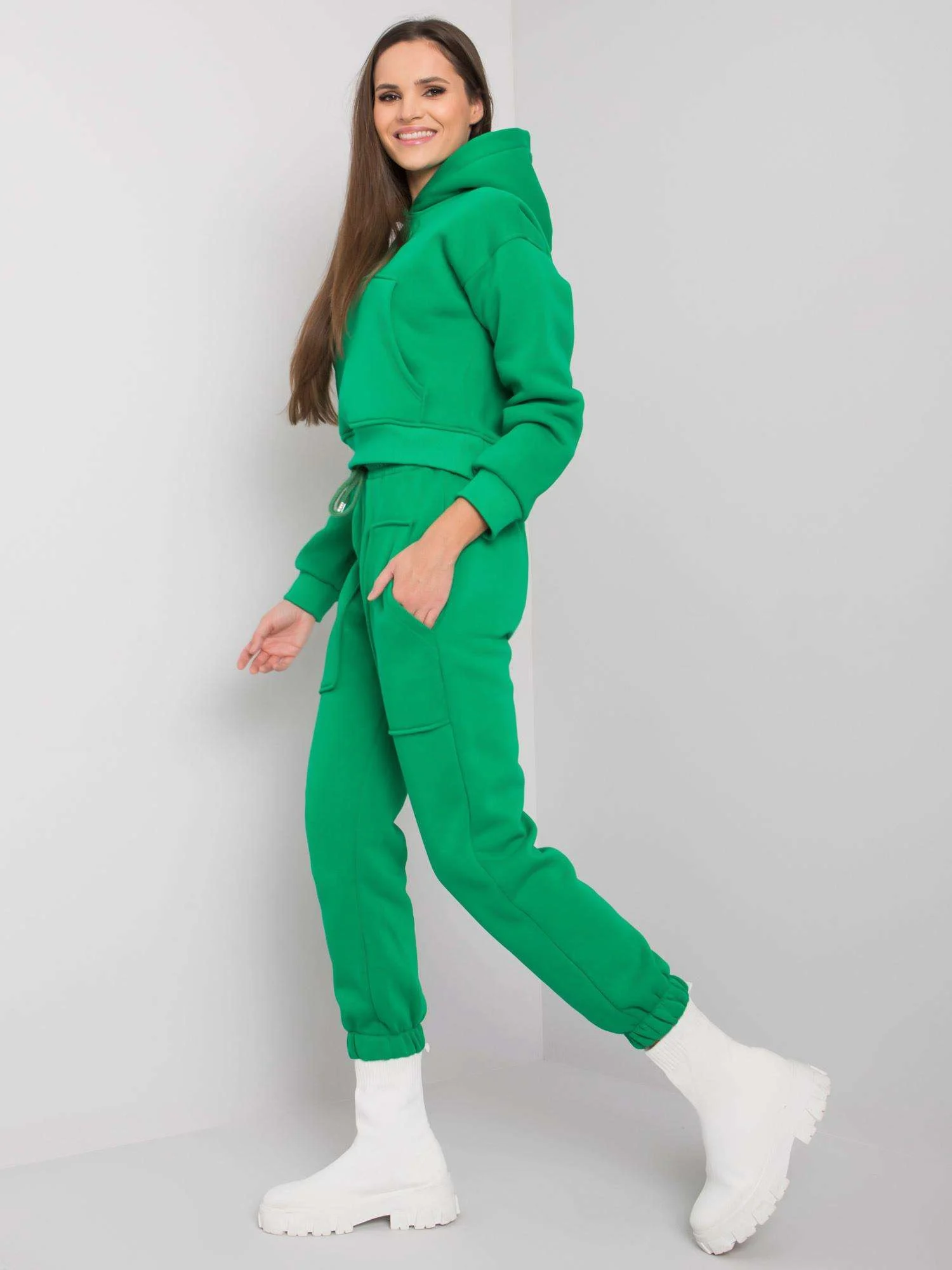 Compleu Dama Maneca lunga, Sport, ex moda, Verde Casual - imagine 2