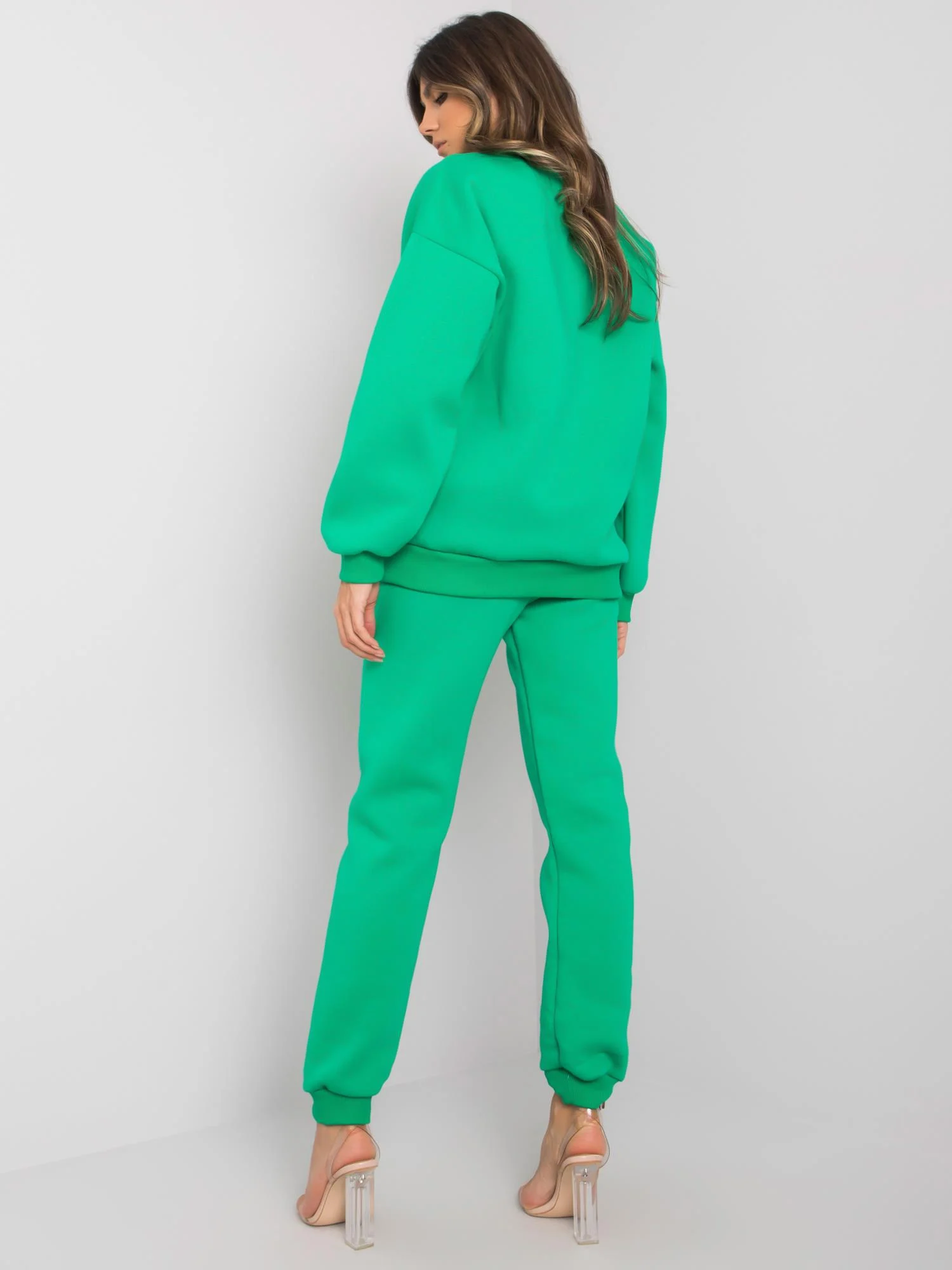 Compleu Dama Maneca lunga, Decolteu rotund, ex moda, Verde - Image 2