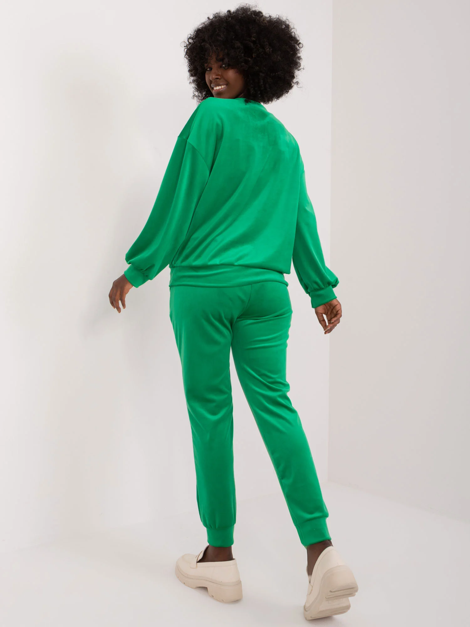 Compleu Dama Maneca lunga, Floral, ITALY MODA, Verde Casual - imagine 2