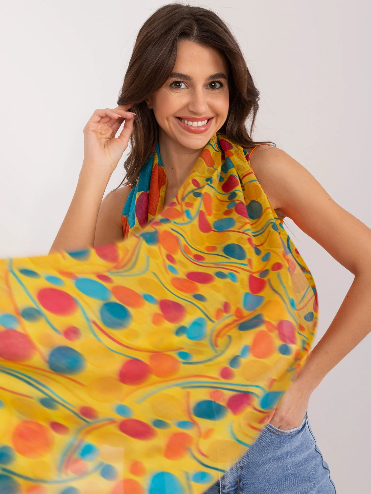 Bandana Dama Buline, Bumbac, Fashion Hunters, Galben - imagine 2
