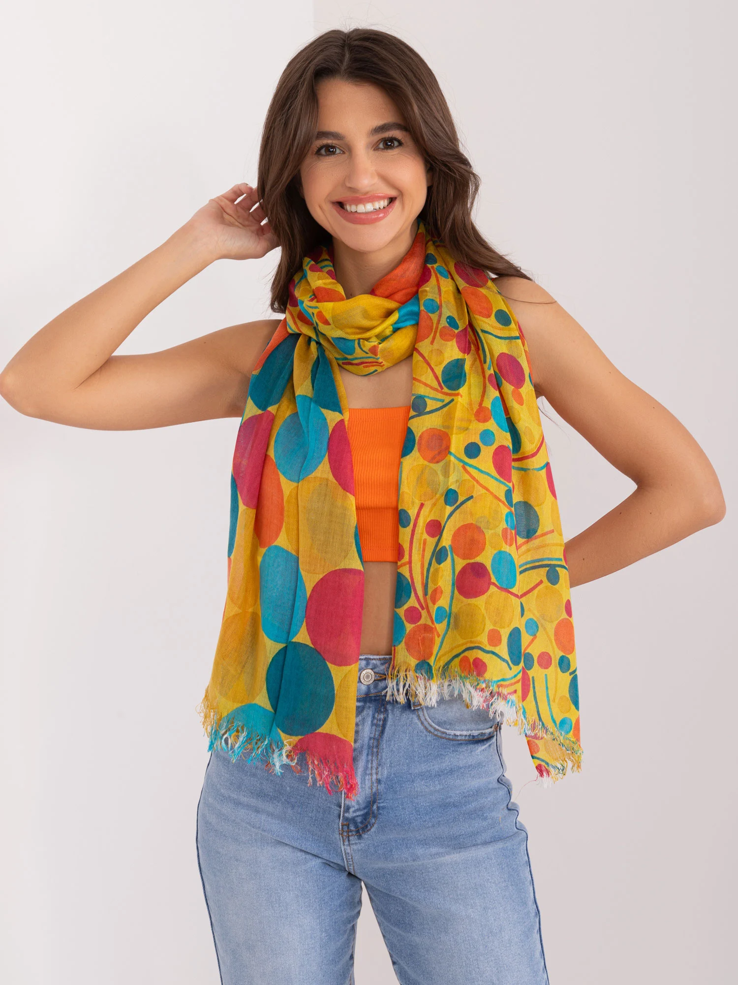 Bandana Dama Buline, Bumbac, Fashion Hunters, Galben - imagine 5