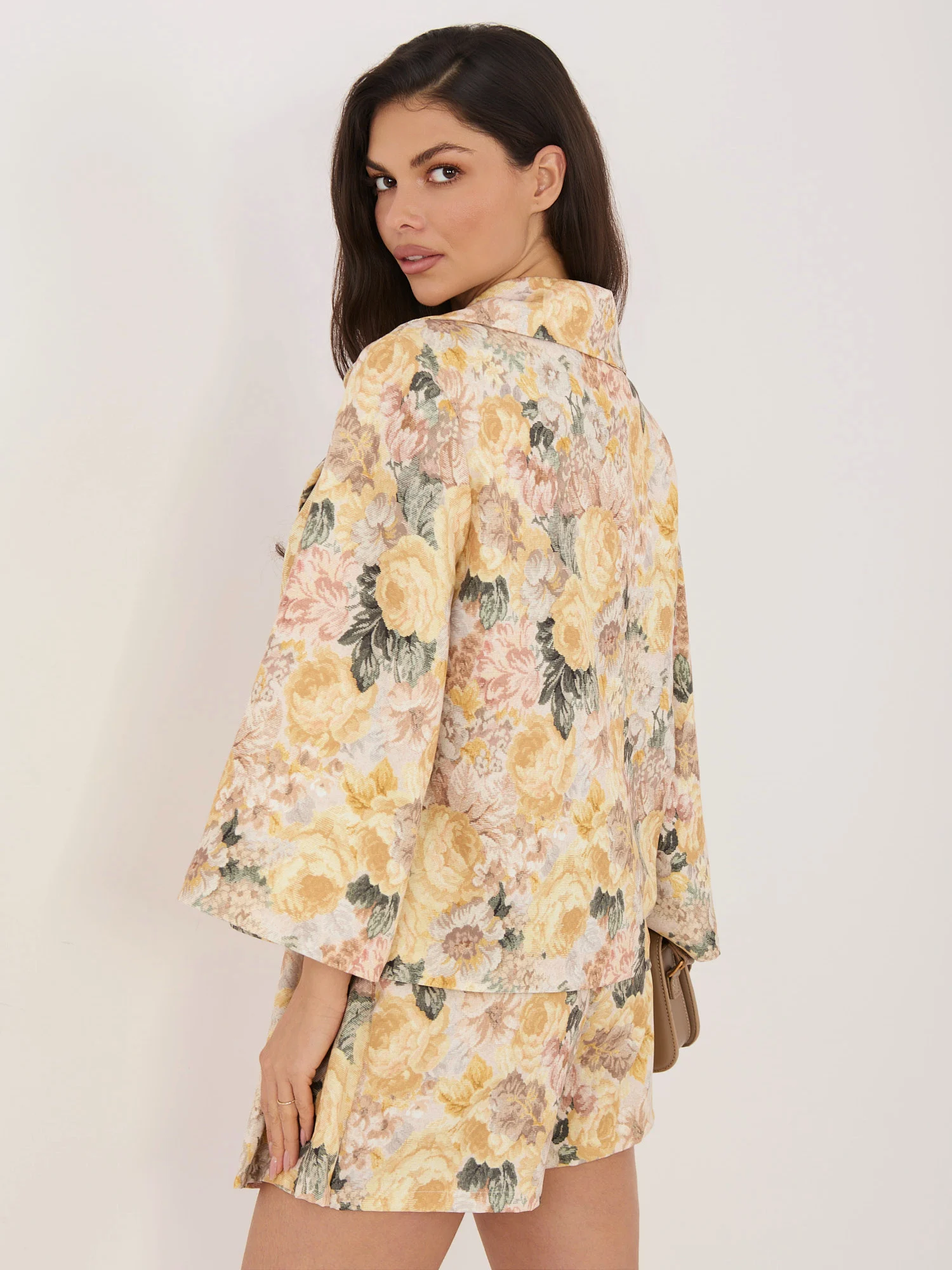 Sacou Dama Mini, Floral, ITALY MODA, Galben de Petrecere - imagine 3
