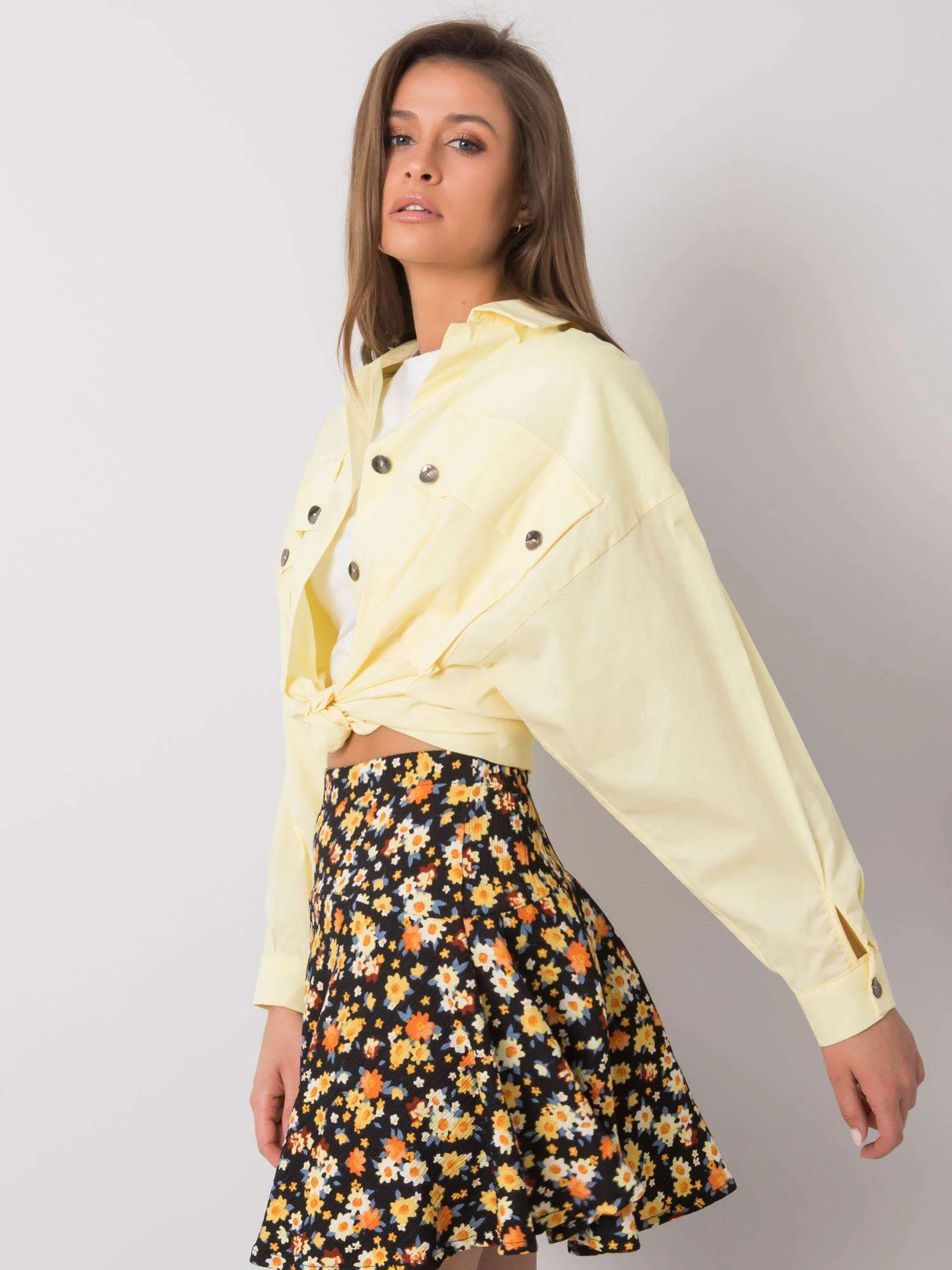 Camasa Dama Maneca lunga, Decolteu cu guler, RUE PARIS, Galben Eleganta Office - imagine 6