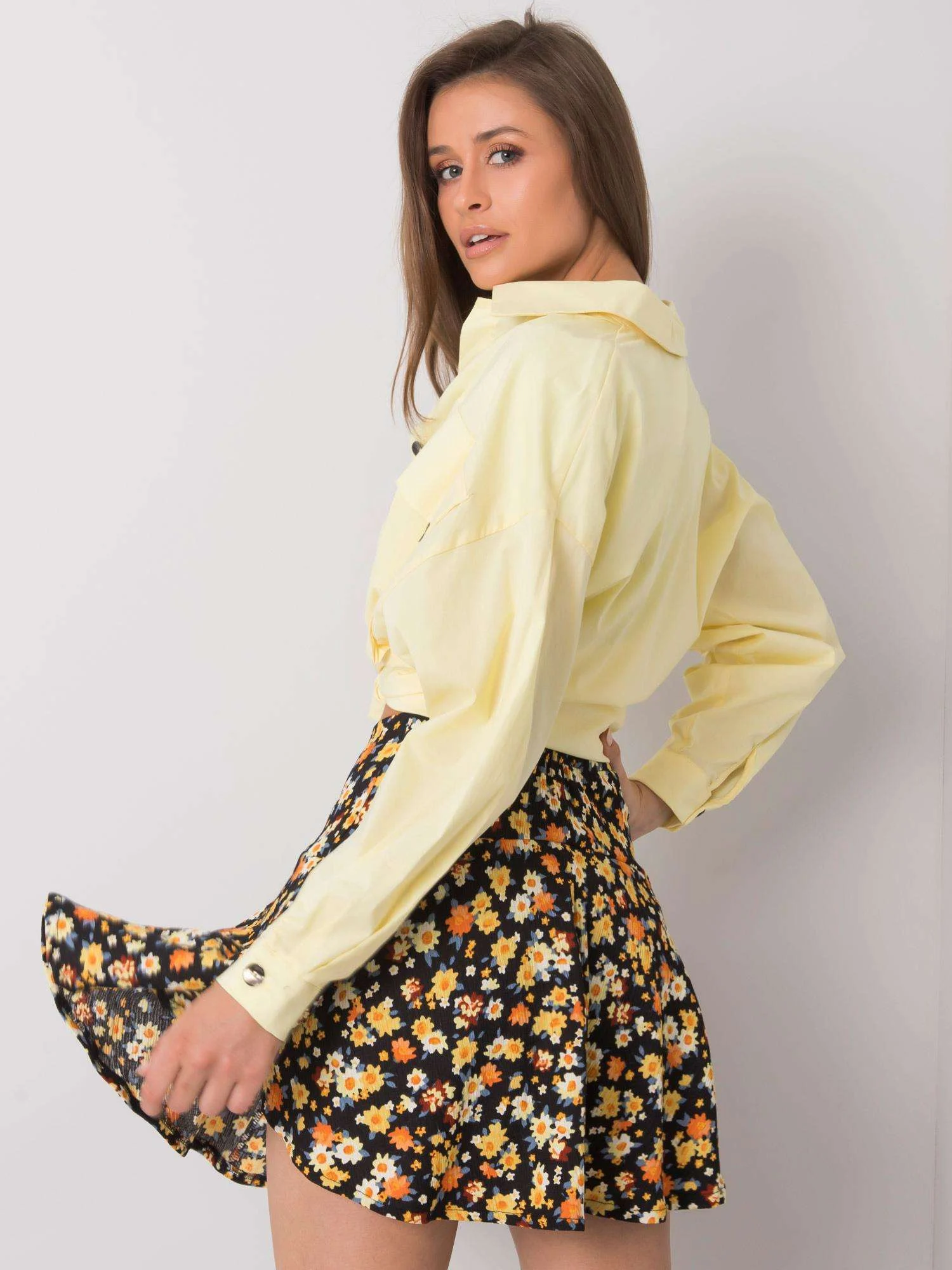 Camasa Dama Maneca lunga, Decolteu cu guler, RUE PARIS, Galben Eleganta Office - imagine 5