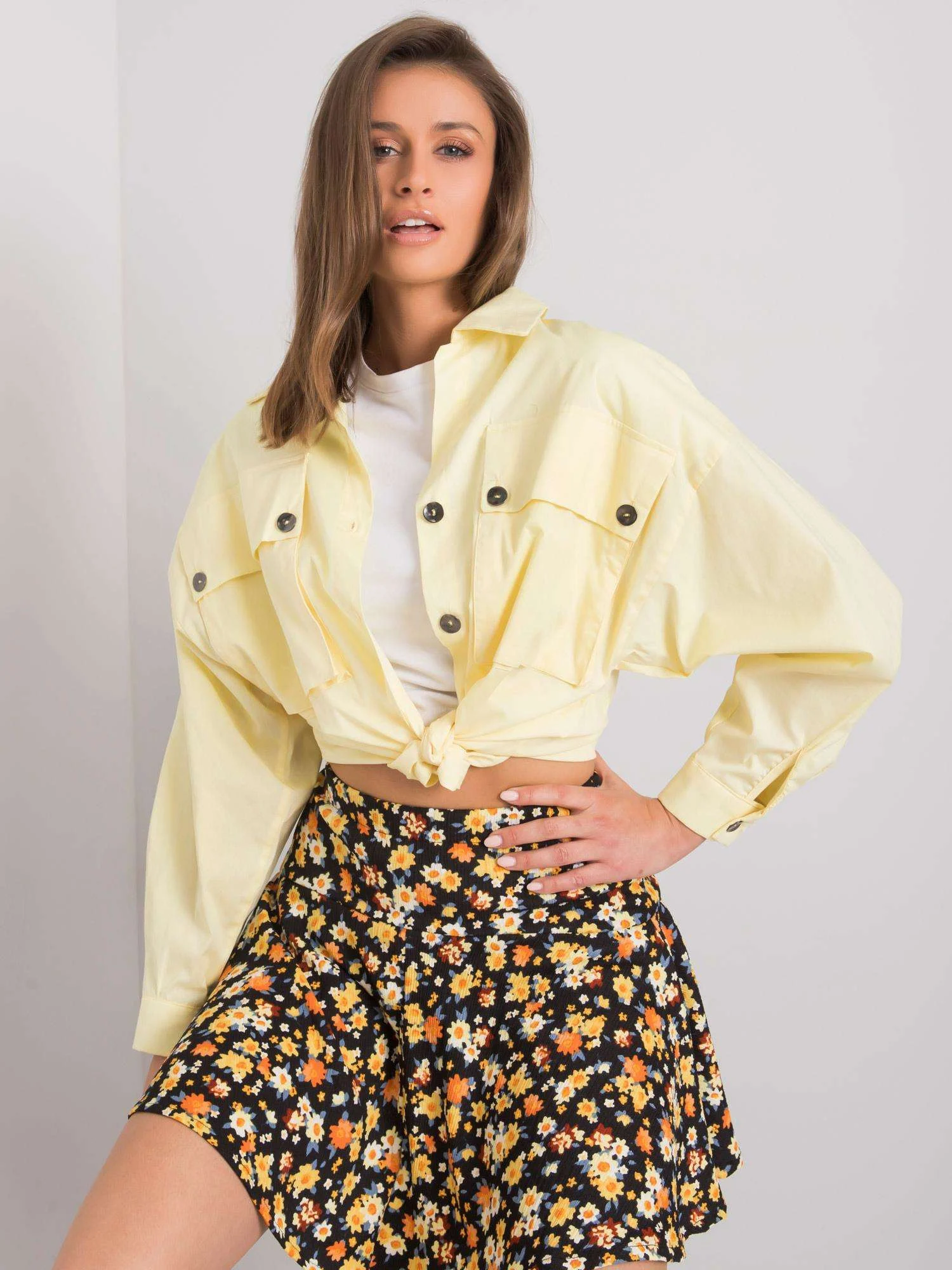 Camasa Dama Maneca lunga, Decolteu cu guler, RUE PARIS, Galben Eleganta Office - imagine 3